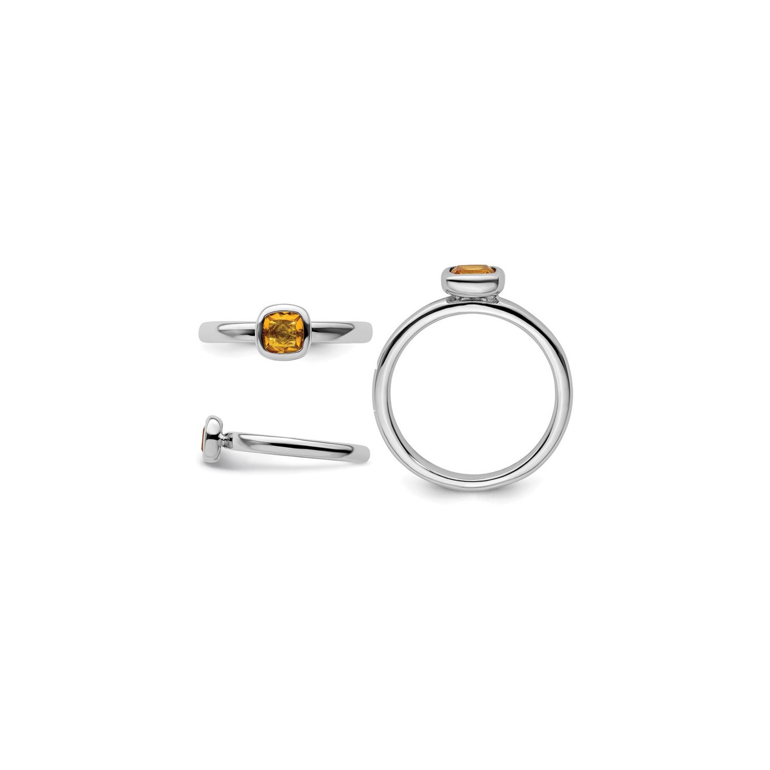 1/2 Carat Cushion-Cut Citrine Ring in Sterling Silver