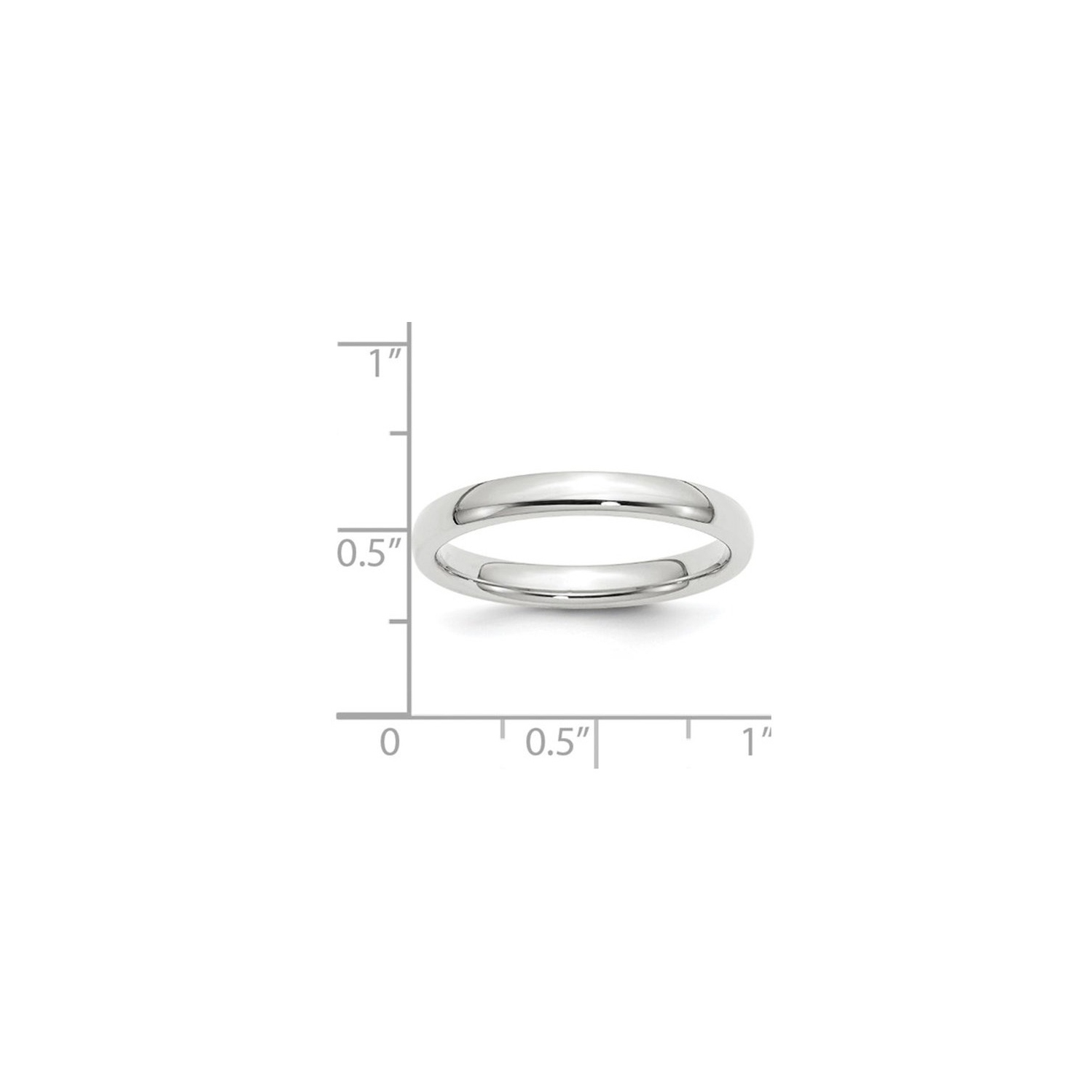 Mesdames 10k White Gold 3 mm Bague de bande de mariage poli