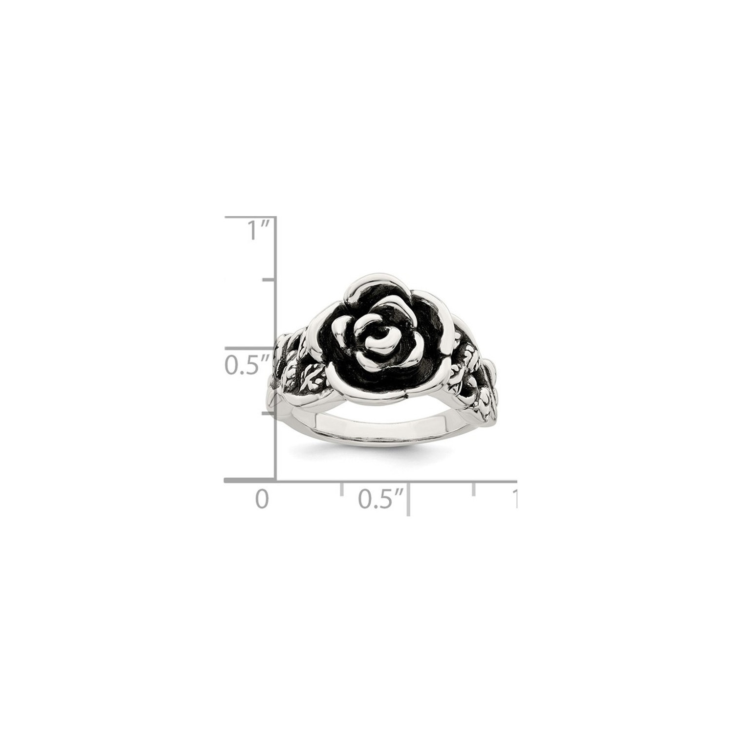 Sterling Silver Antiqued Rose Flower Ring