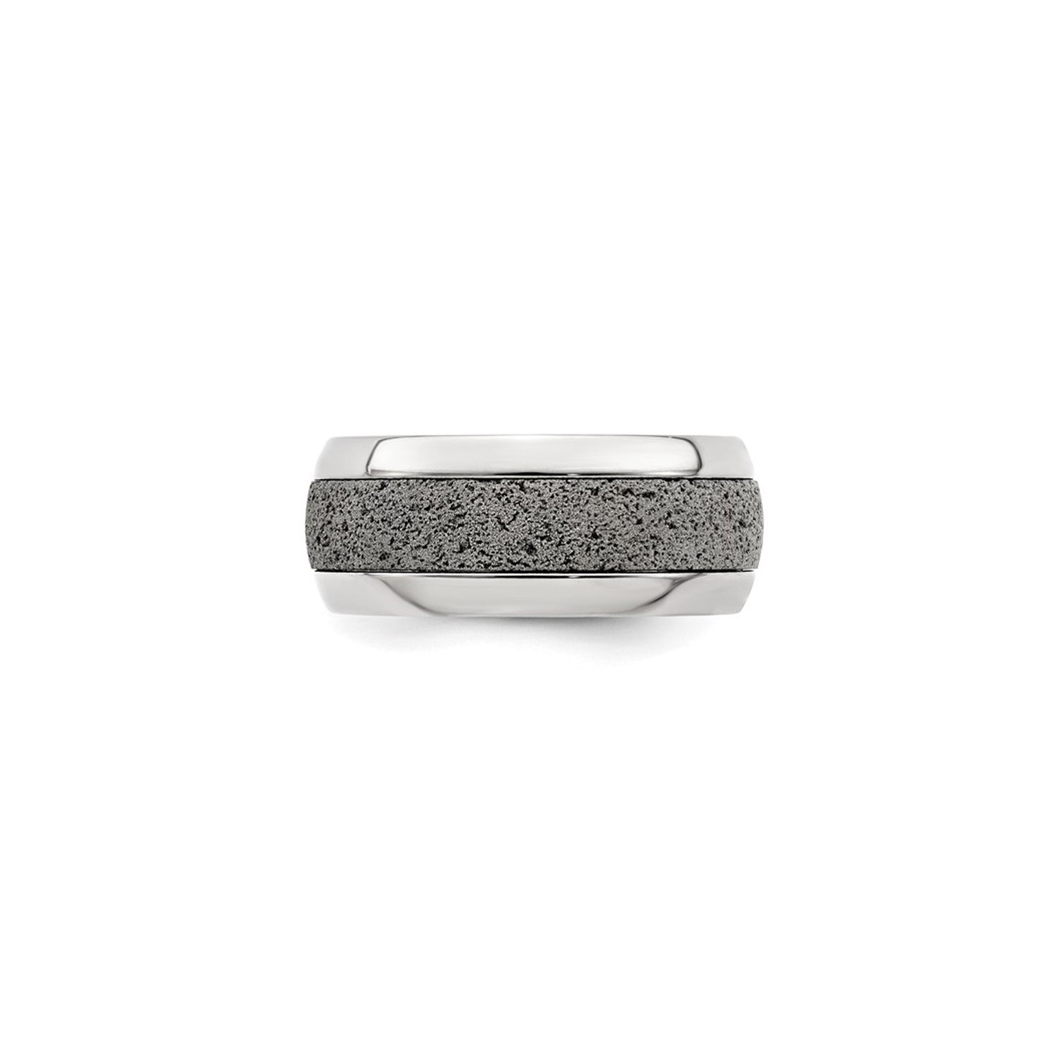 Mens Titanium 10mm Pattern Band Ring with Grey Crete