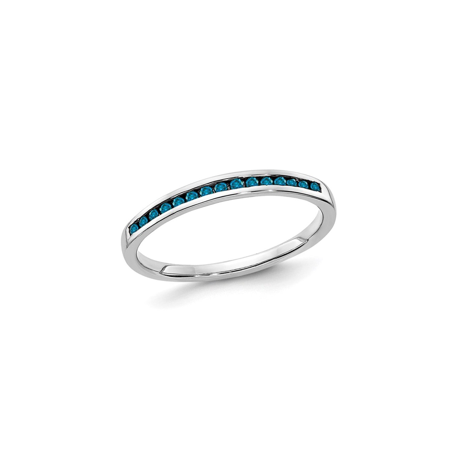 1/7 Carat Blue Diamond Wedding Band Ring in 14K White Gold