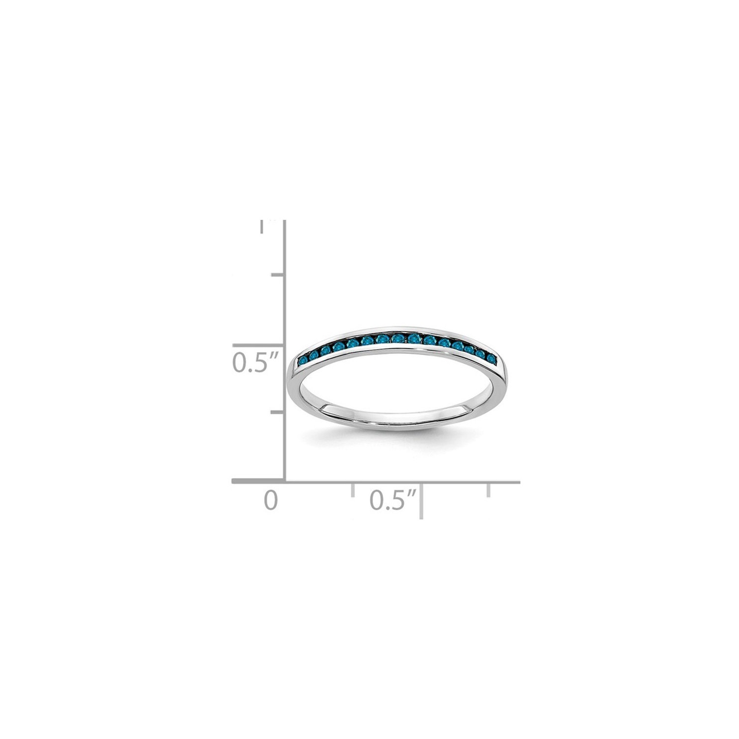 1/7 Carat Blue Diamond Wedding Band Ring in 14K White Gold