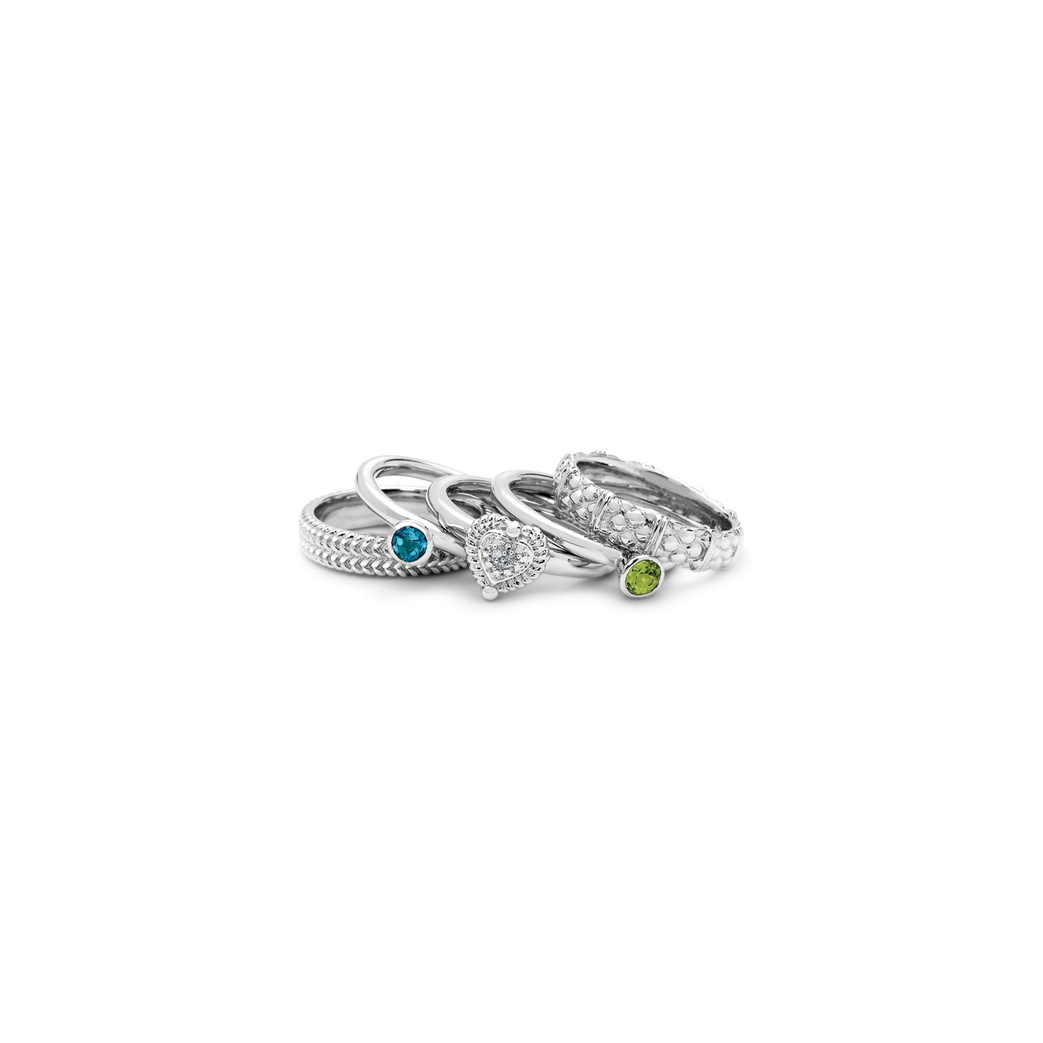 Bague en cœur rehaussé diamant, argent sterling