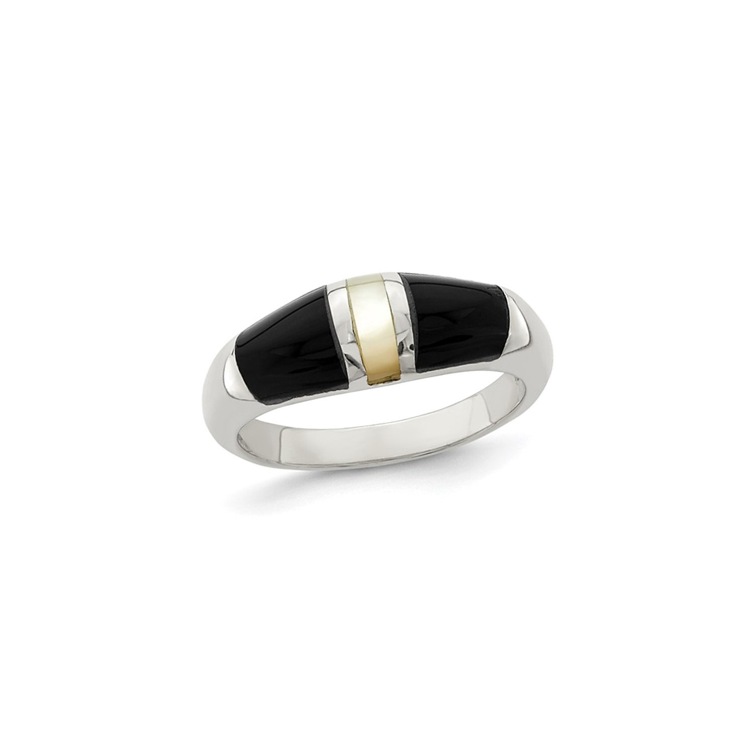 Blanc M?¿re de Pearl et Anneau Onyx en argent sterling