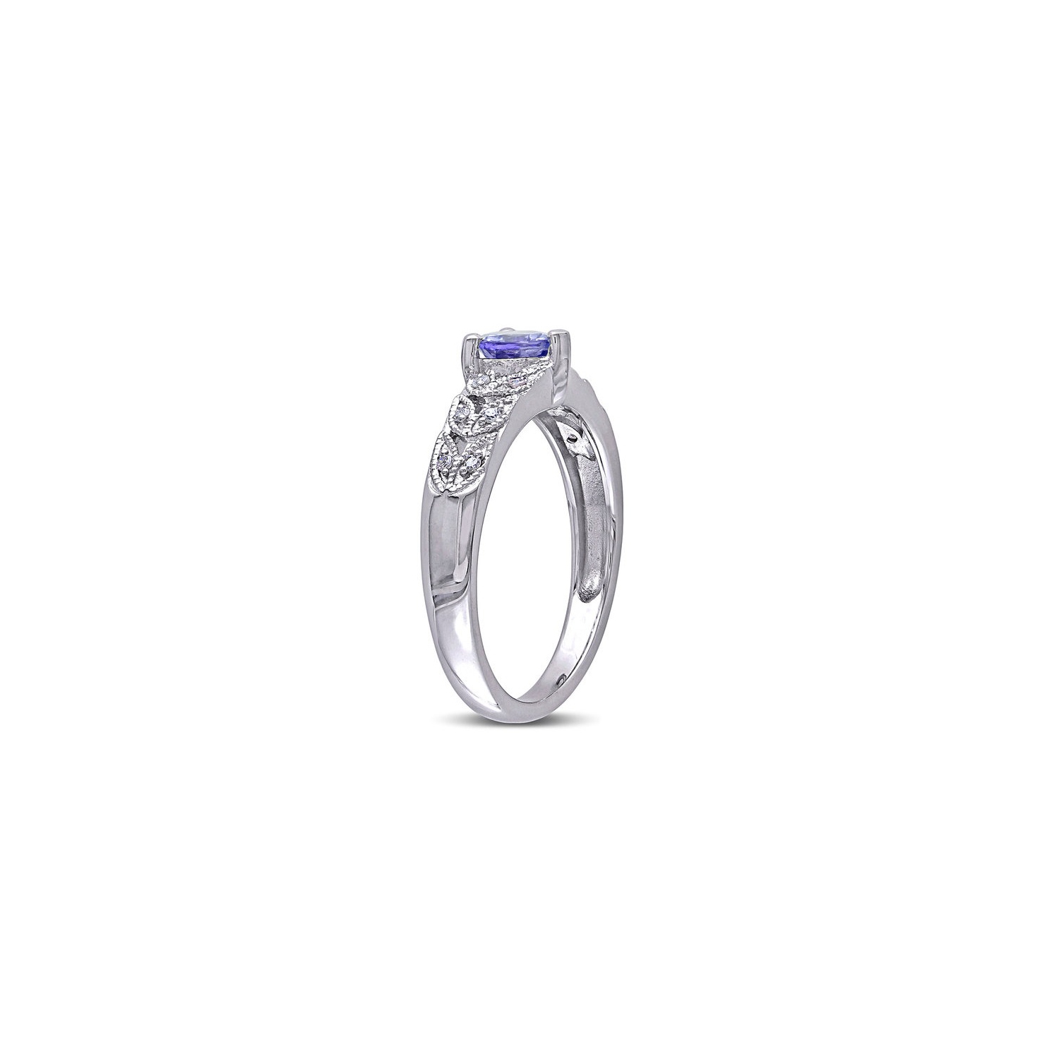 2/5 Carat Tanzanite Heart Ring in Sterling Silver with Diamond Accent