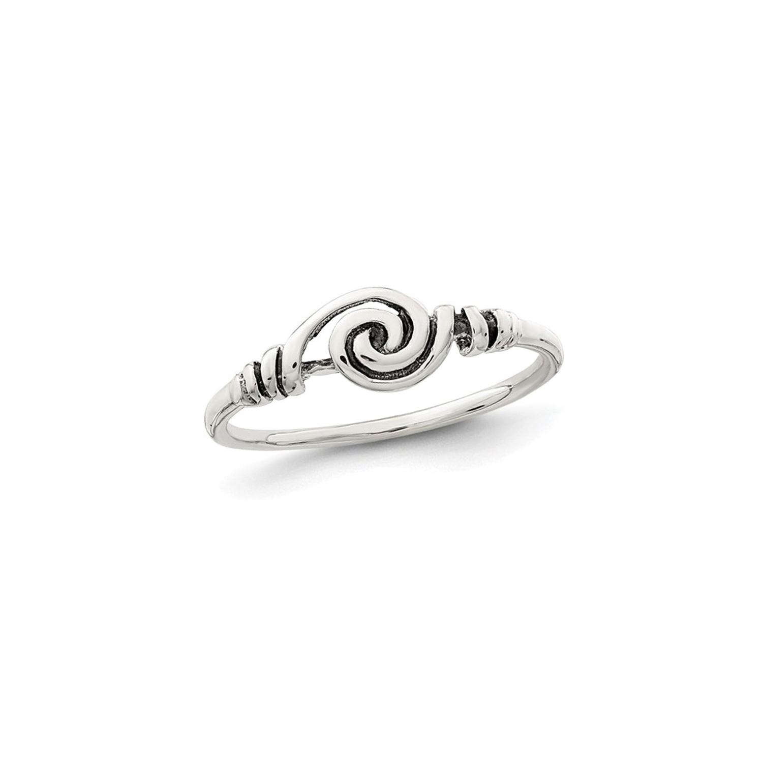 Ladies Antiqued Swirl Ring in Sterling Silver