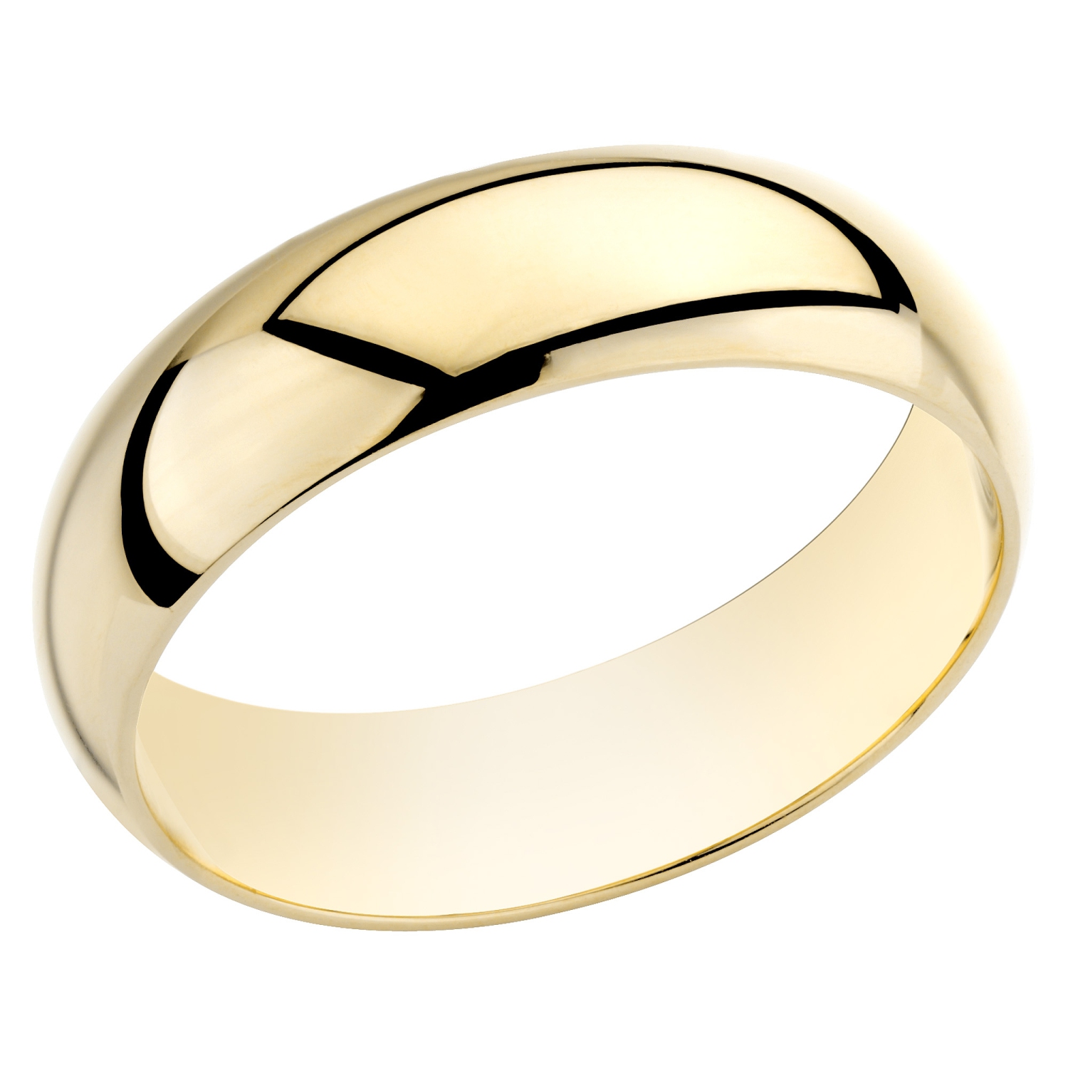 Mesdames Band de mariage 6 mm en or jaune 14K
