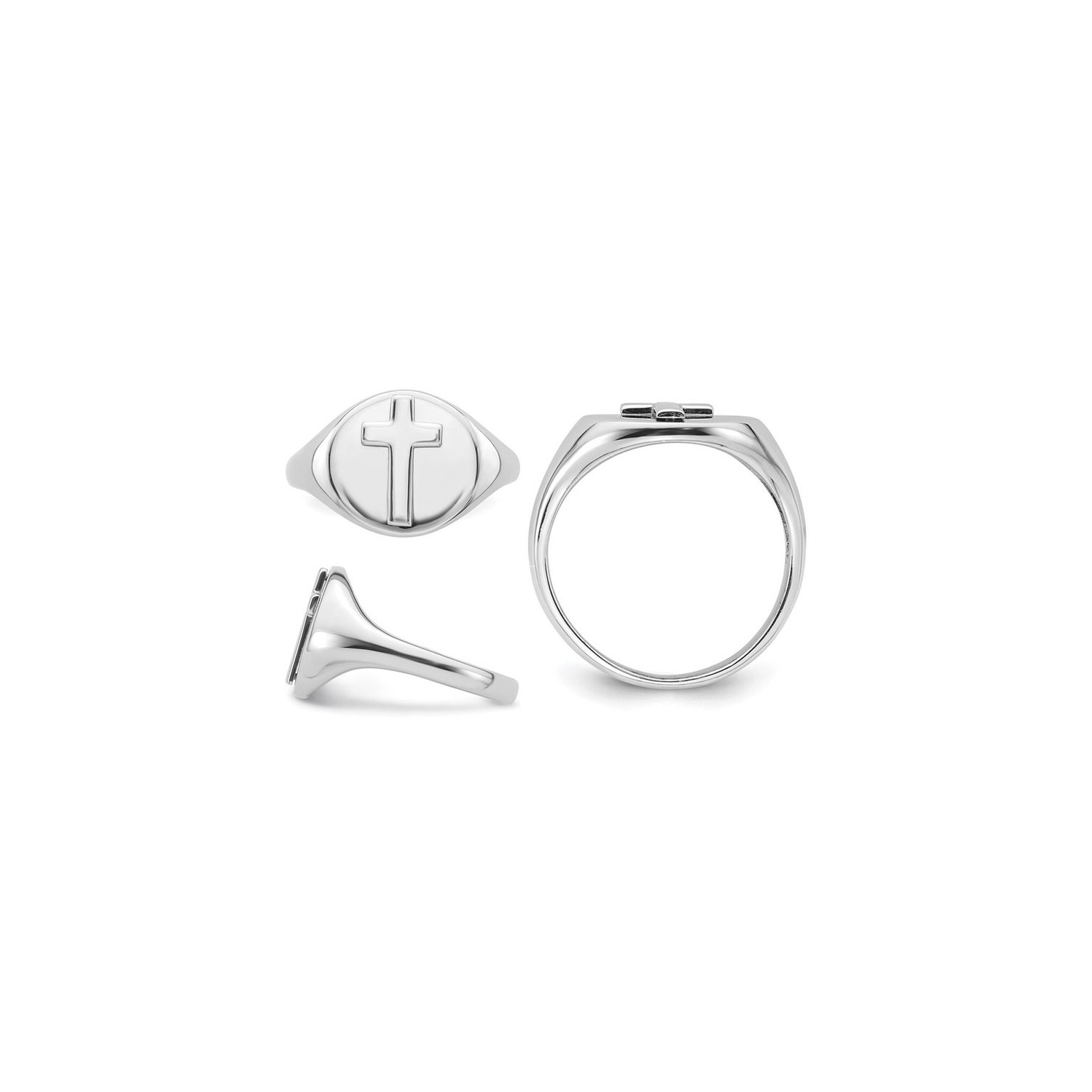 Mens Sterling Silver Polished Cross Ring