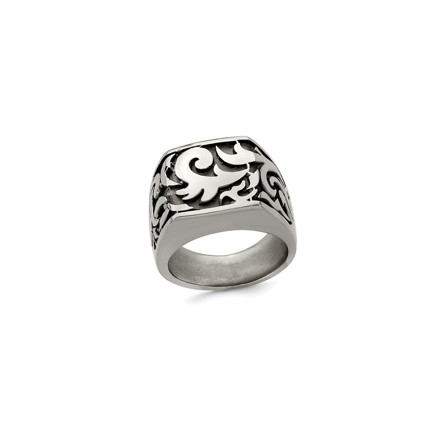 Mens Titanium Pattern Signet Ring