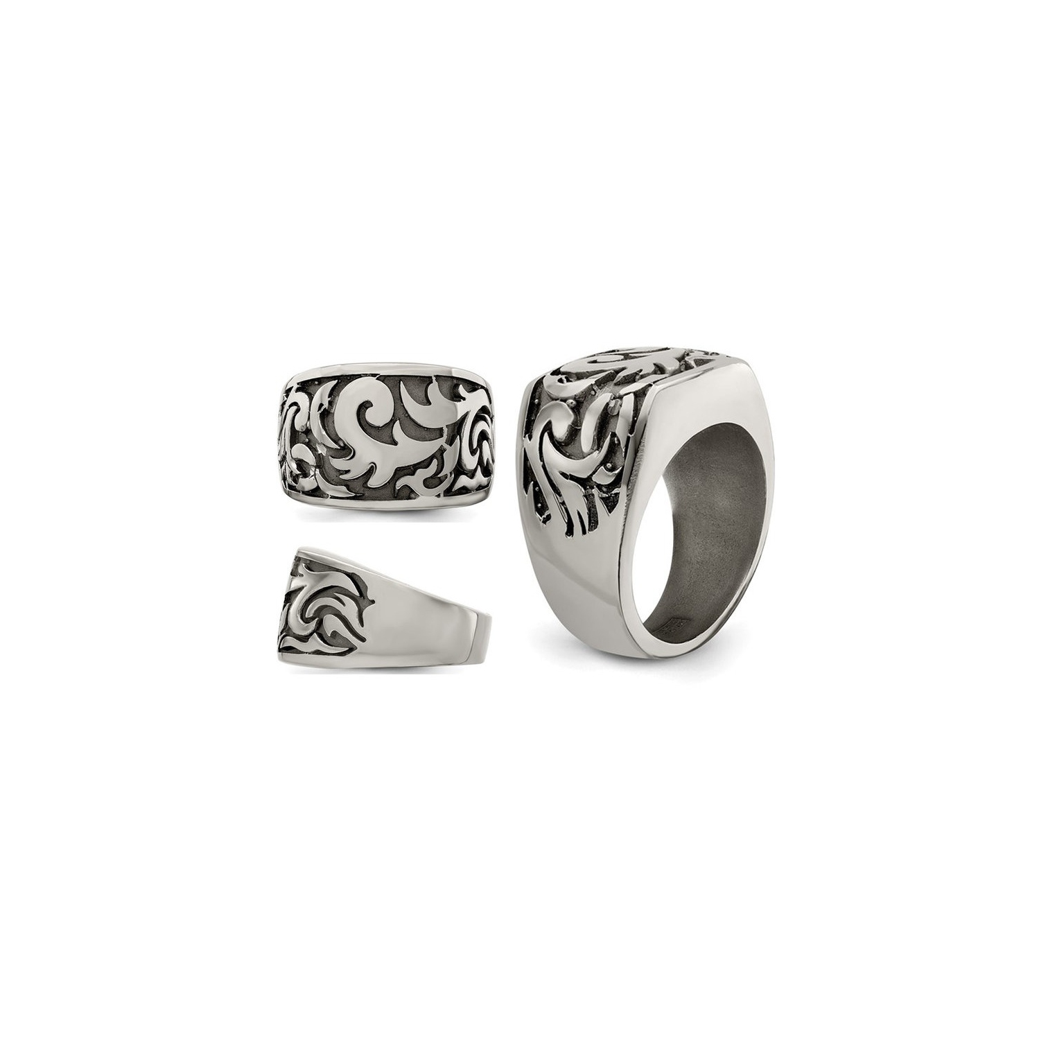 Mens Titanium Pattern Signet Ring