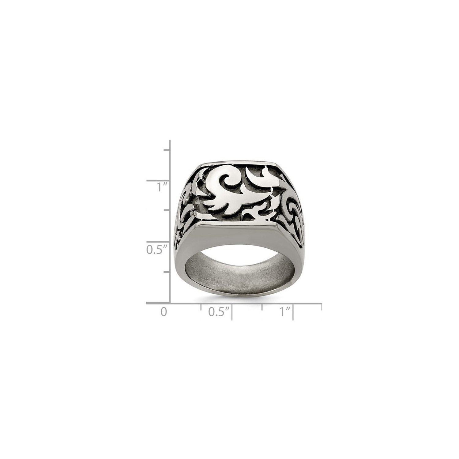 Mens Titanium Pattern Signet Ring