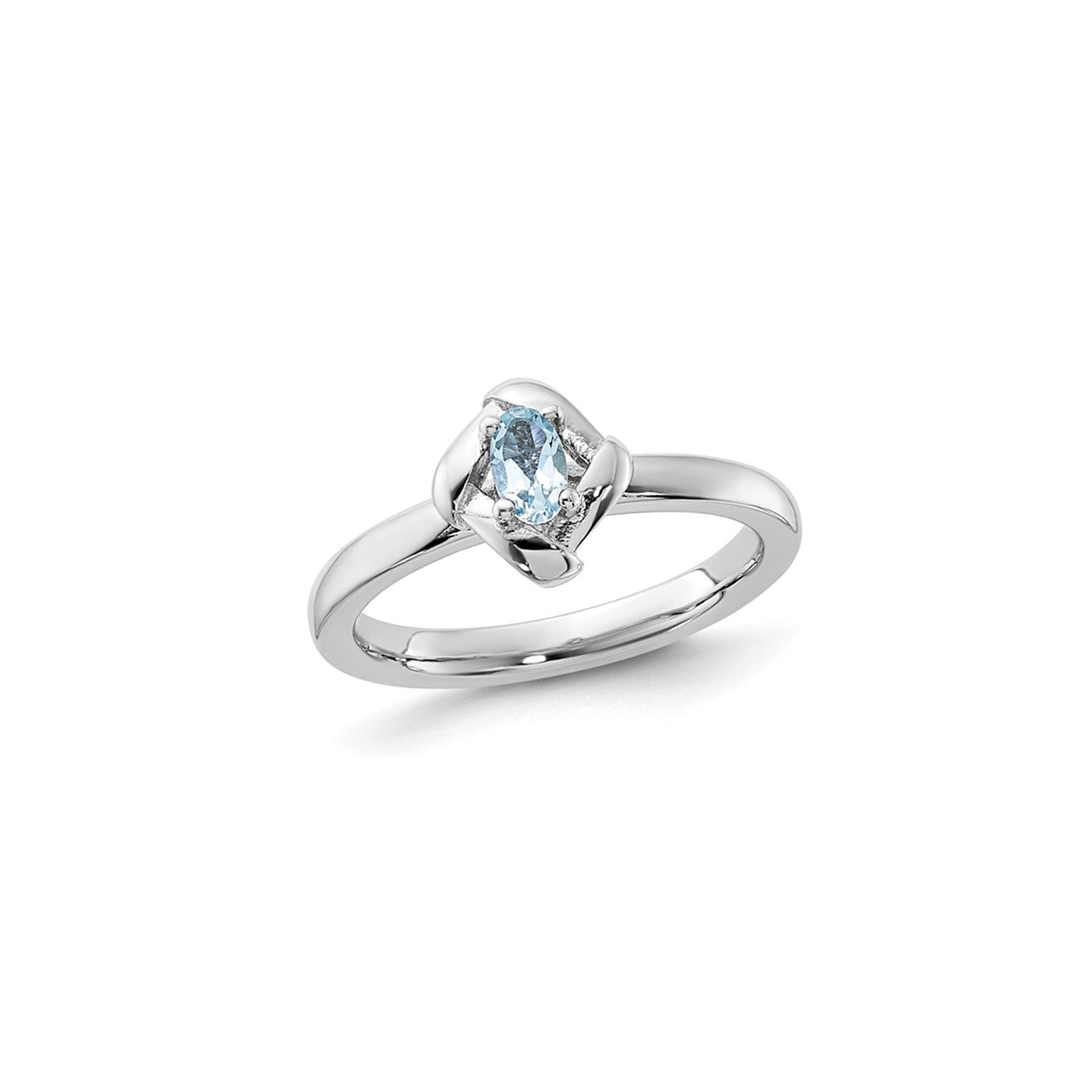 1/4 Carat Oval-Cut Aquamarine Ring in Sterling Silver