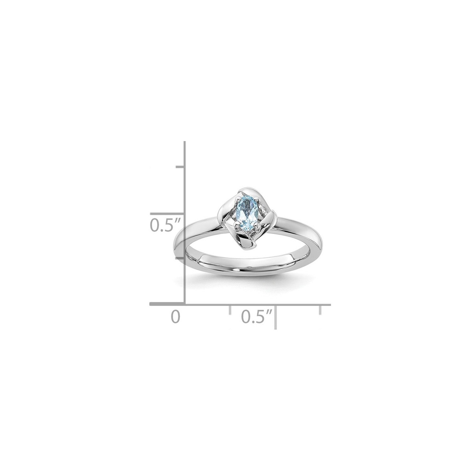 1/4 Carat Oval-Cut Aquamarine Ring in Sterling Silver