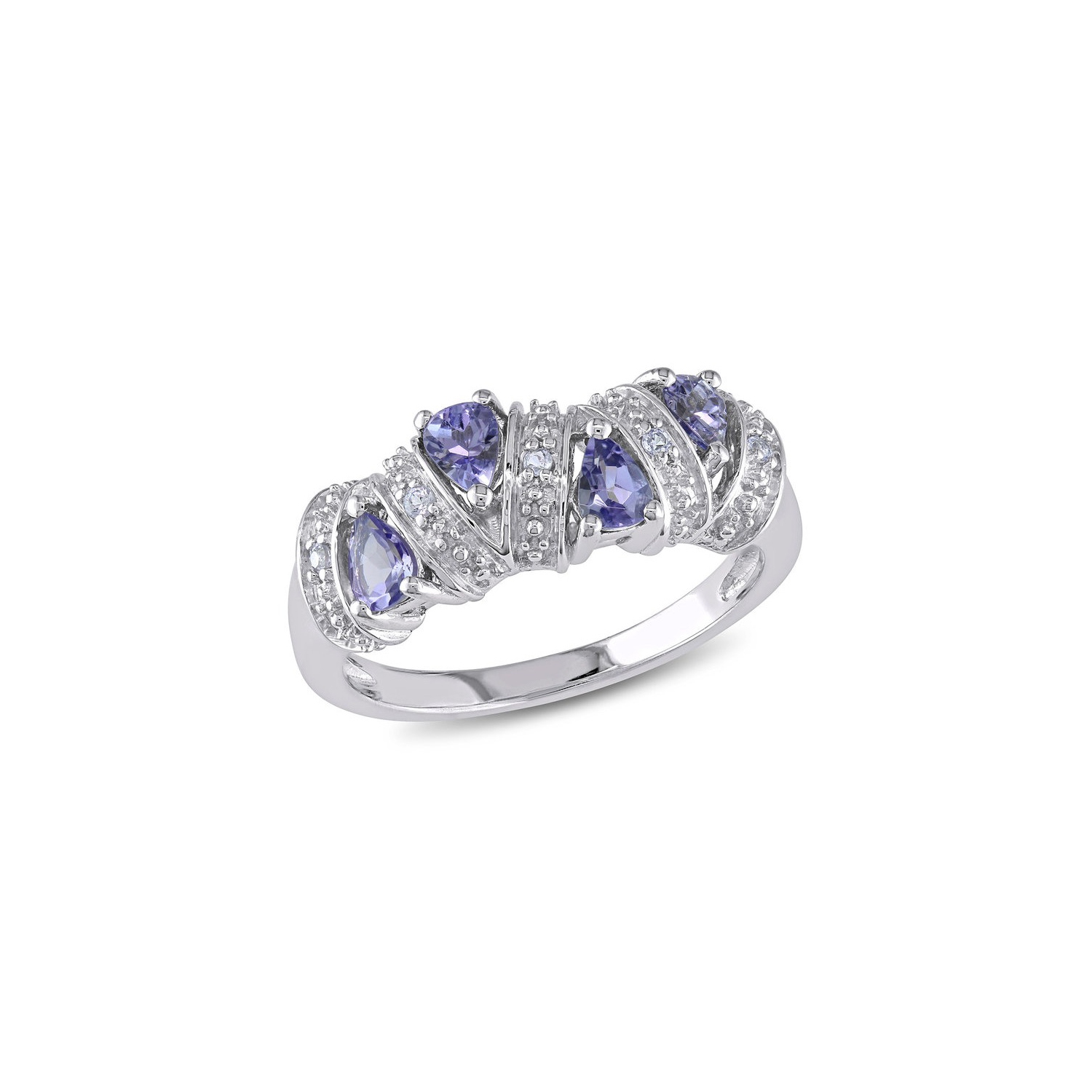 1/2 Carat Tanzanite Pave Ring in Sterling Silver