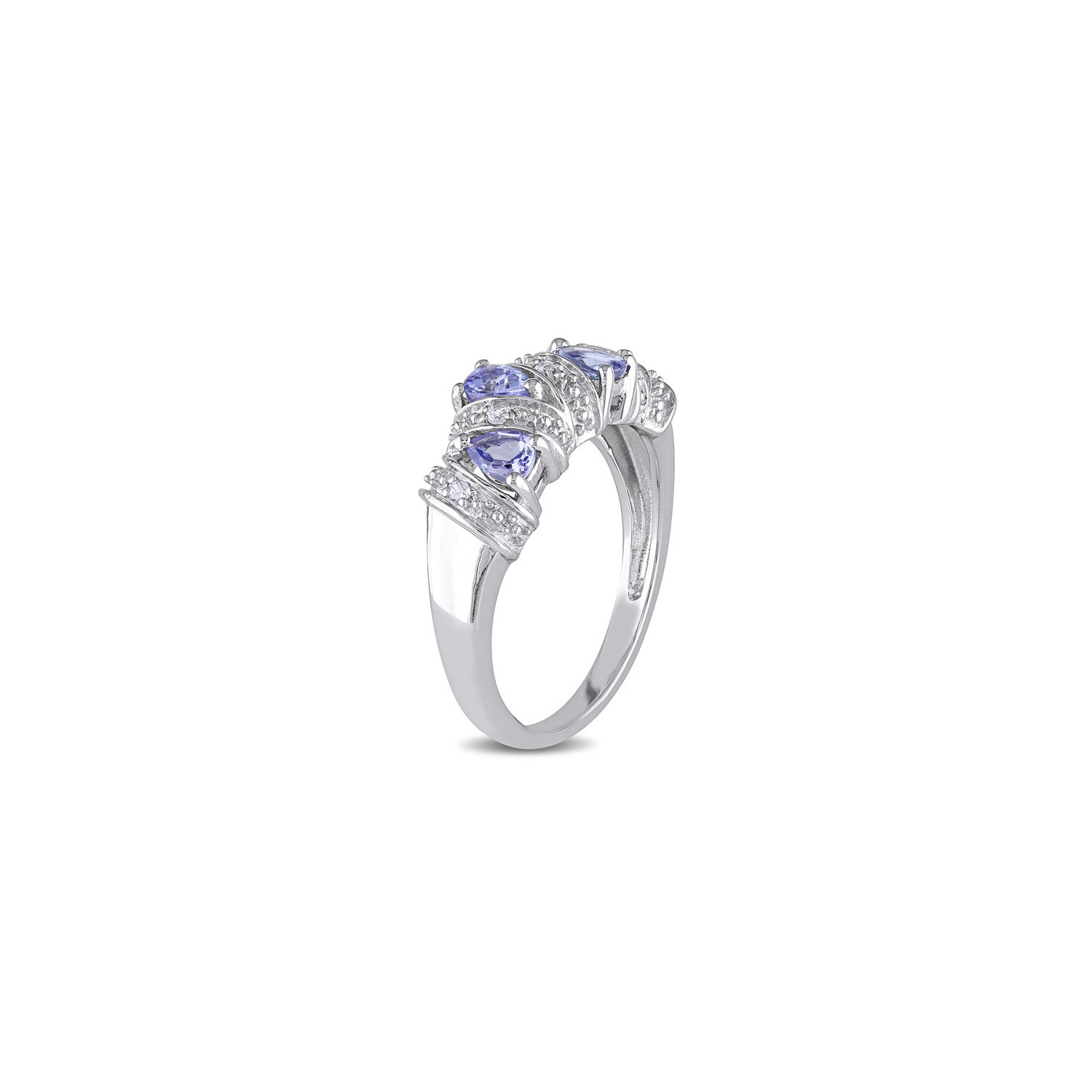 1/2 Carat Tanzanite Pave Ring in Sterling Silver