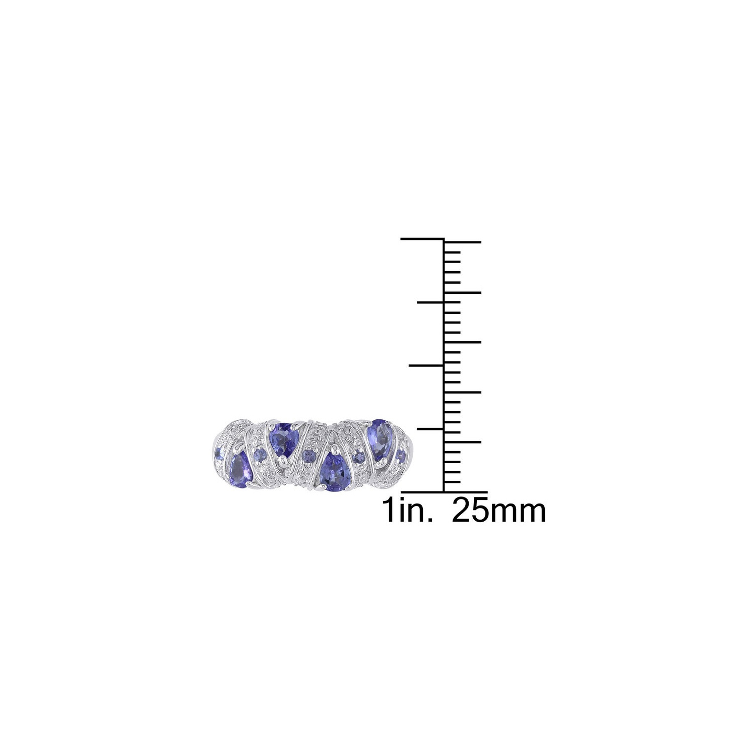 1/2 Carat Tanzanite Pave Ring in Sterling Silver