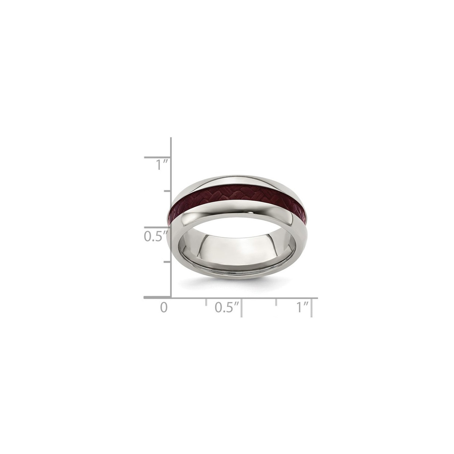 Bague de bande de mariage en fibre de carbone rouge en acier inoxydable pour hommes