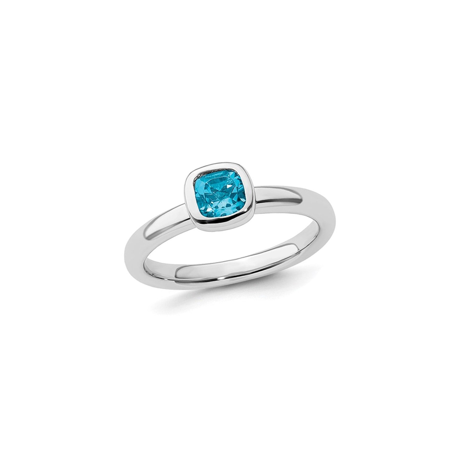 3/5 Carat Cushion-Cut Blue Topaz Ring in Sterling Silver