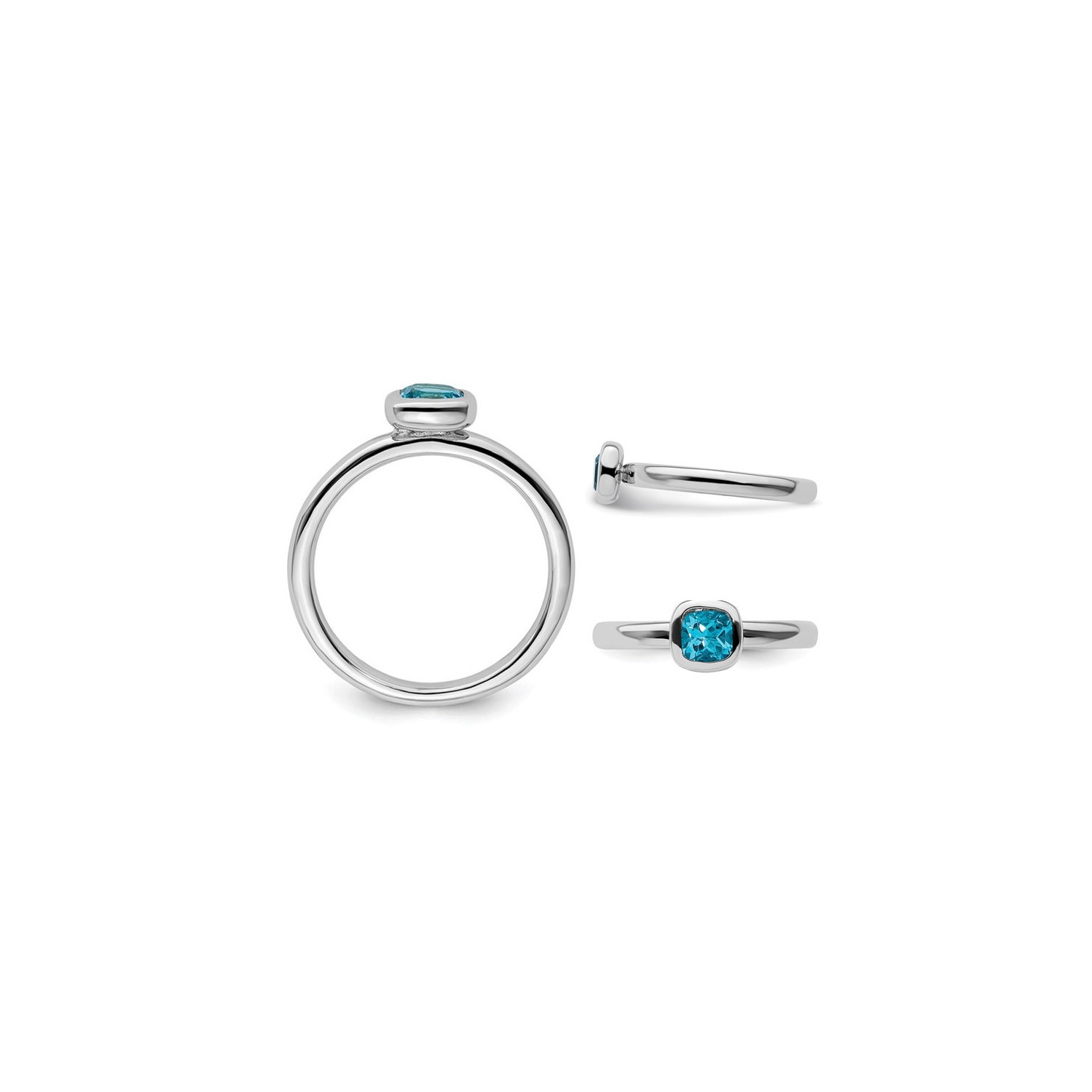 3/5 Carat Cushion-Cut Blue Topaz Ring in Sterling Silver