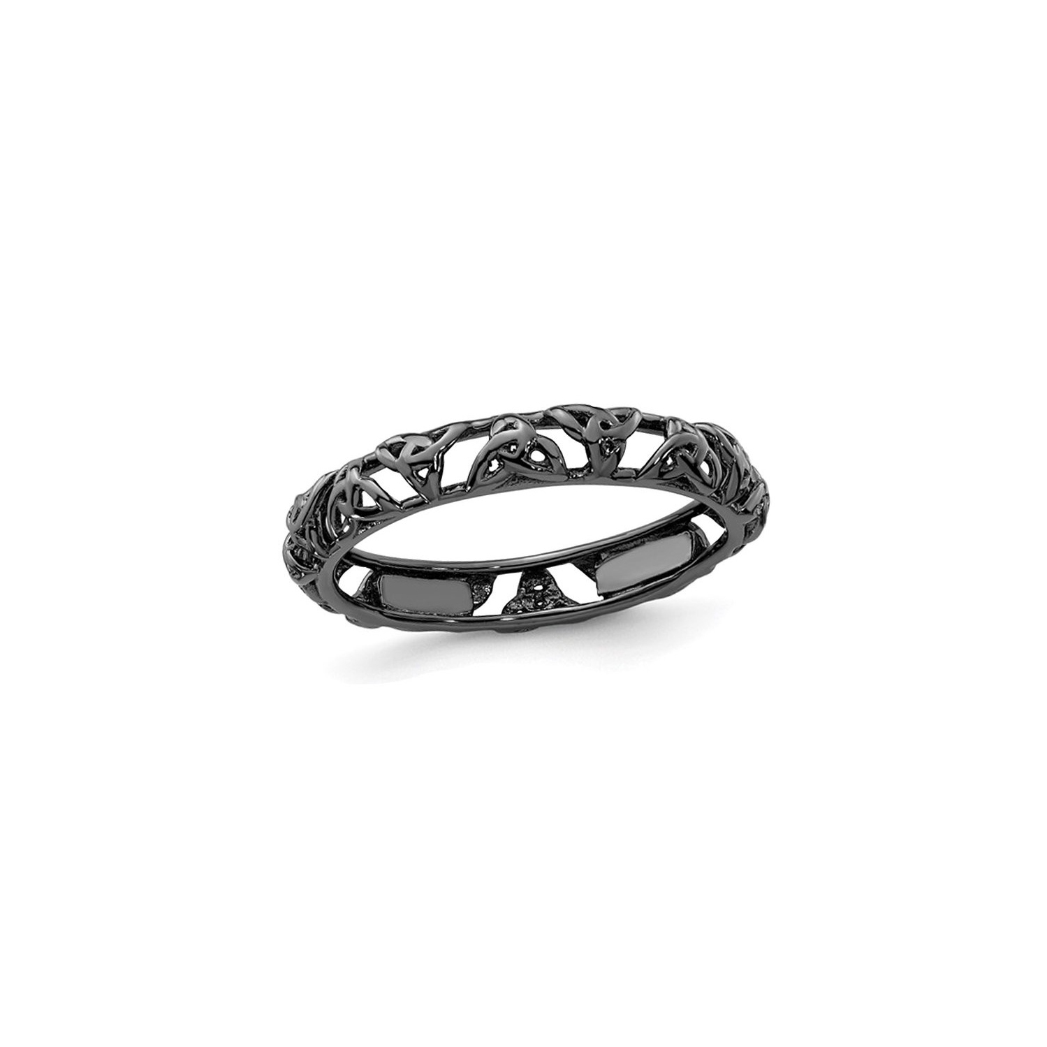 Sterling Silver Black Plated Celtic Knot Band Ring