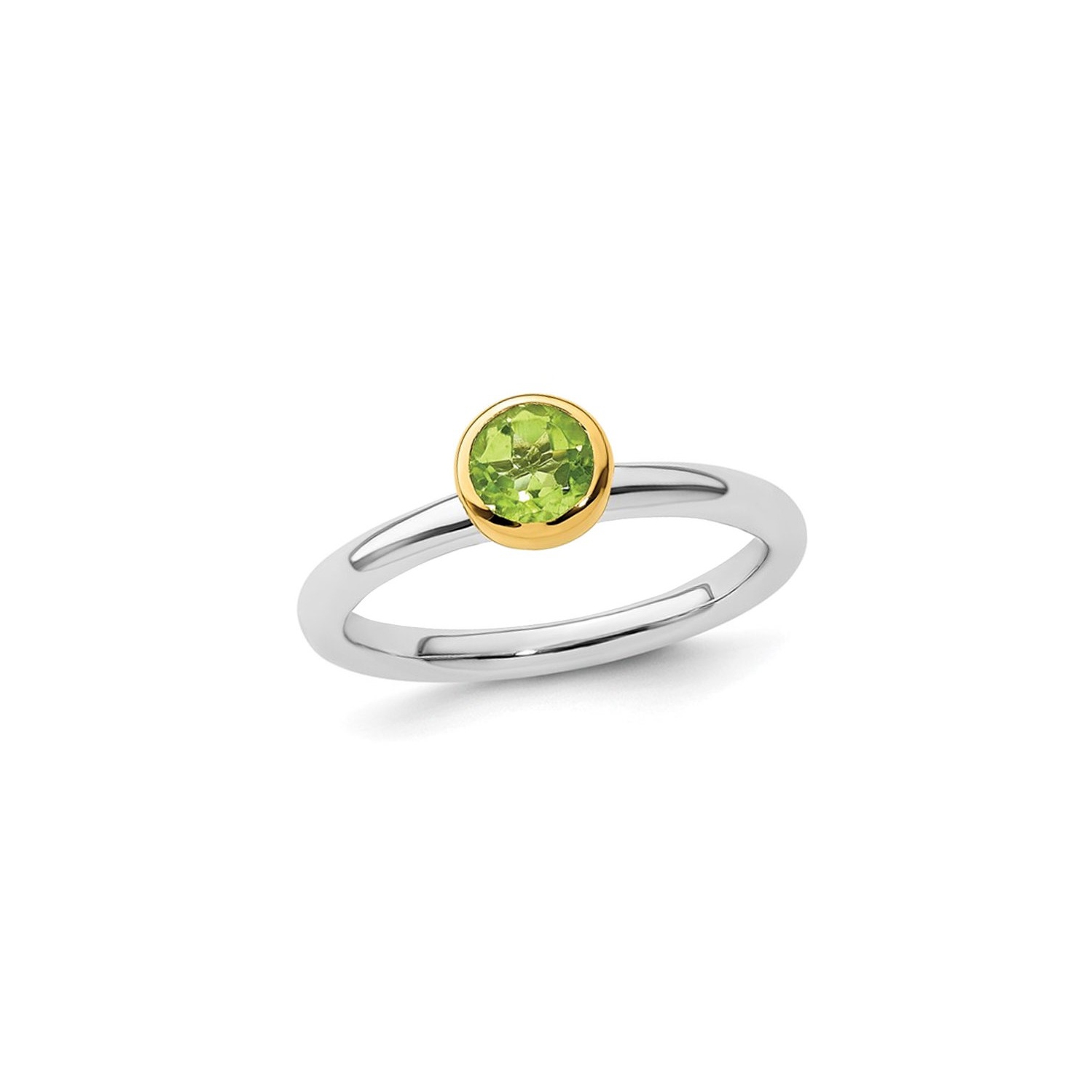 1/2 Carat Round Peridot Ring in Sterling Silver