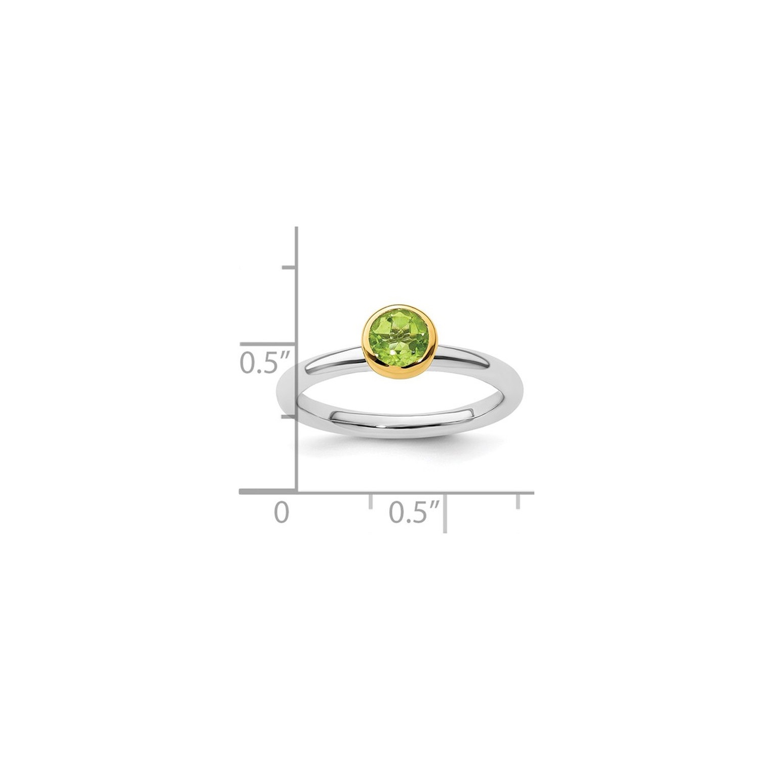 1/2 Carat Round Peridot Ring in Sterling Silver