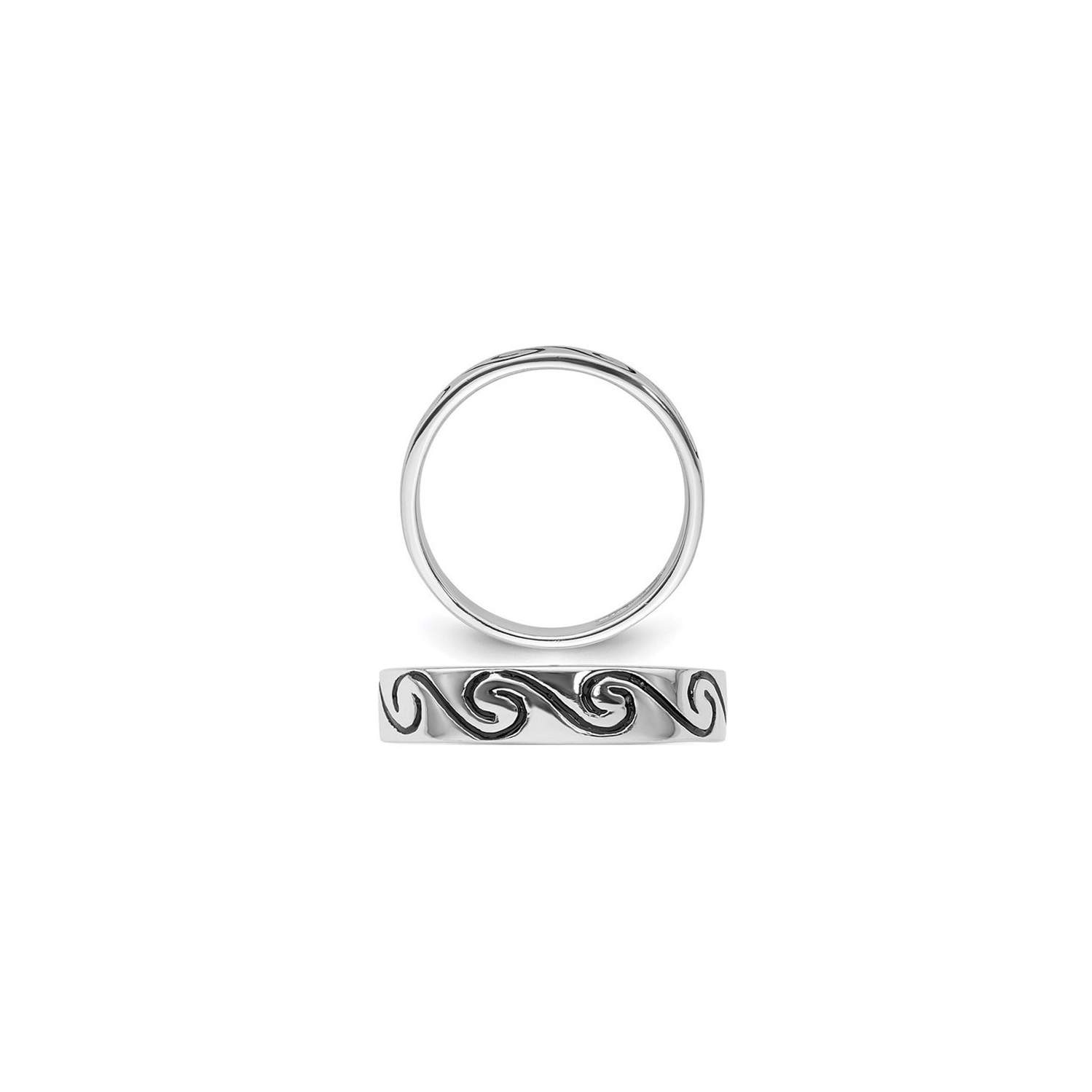 Anneau de bande de conception d'ondes antiquit??s en argent sterling