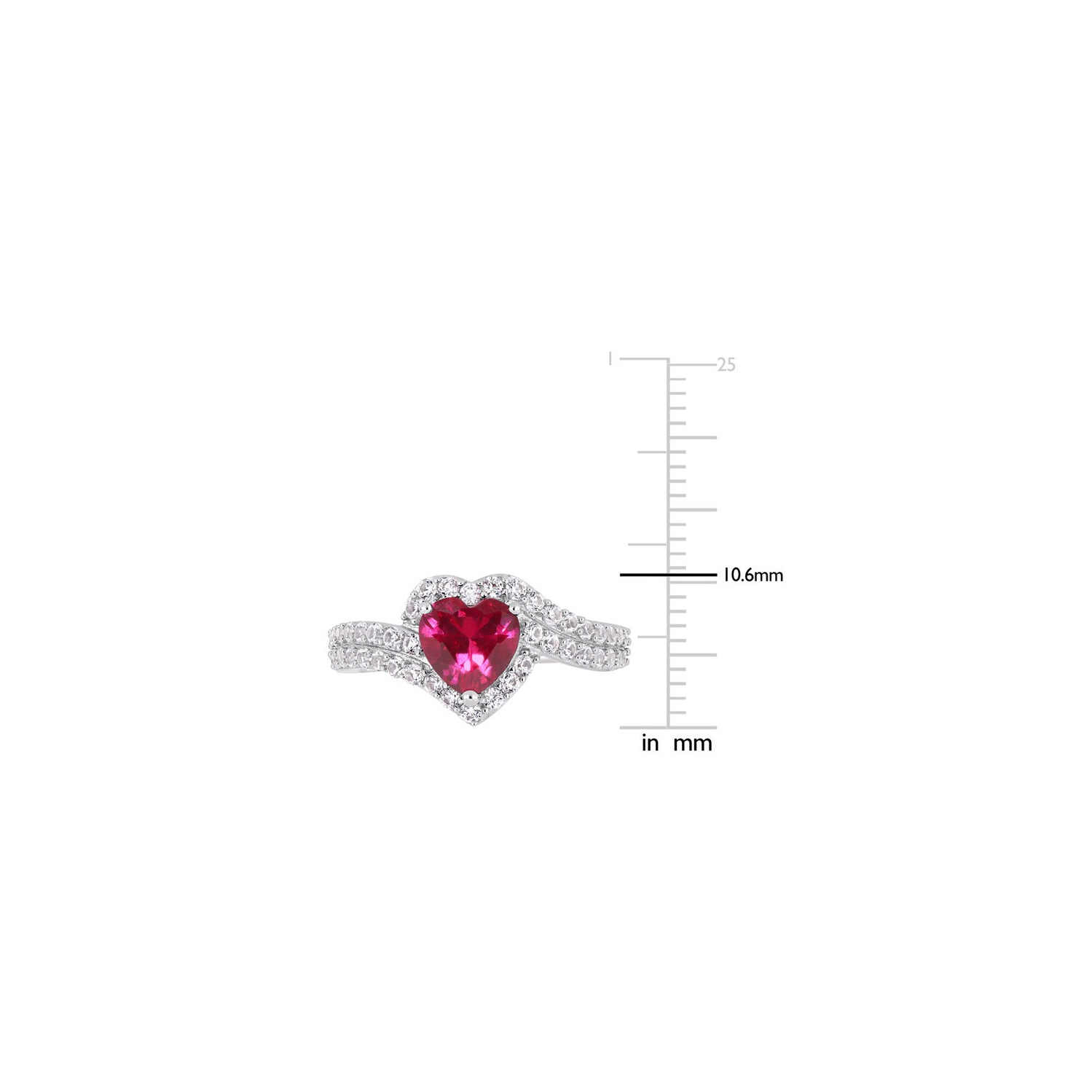 2,49 Carat Bague en saphir Ruby et blanc cr???? en laboratoire en argent sterling