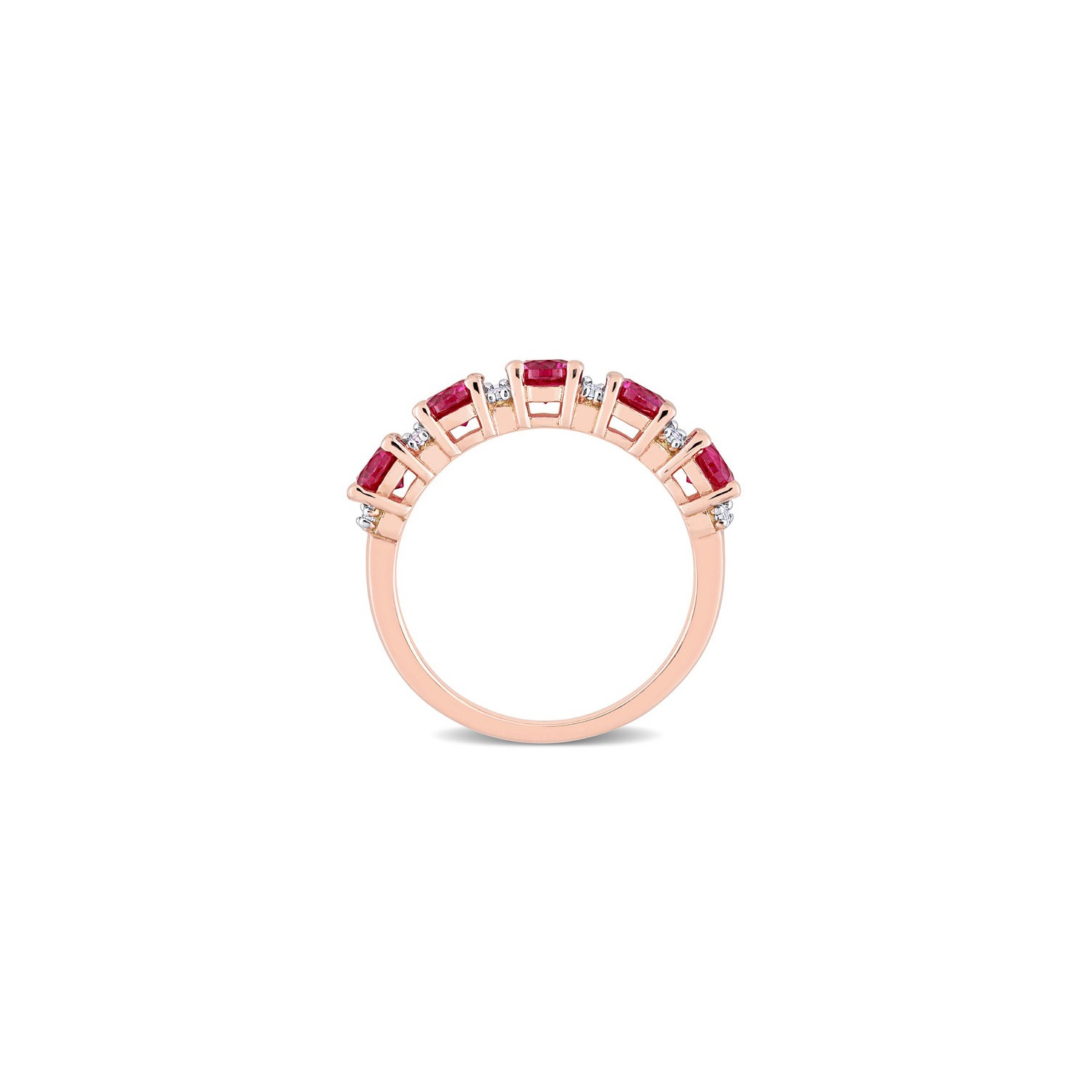 1.62 Carat Lab-Created Ruby and White Sapphire Ring Band in Rose Plated Sterling Silver