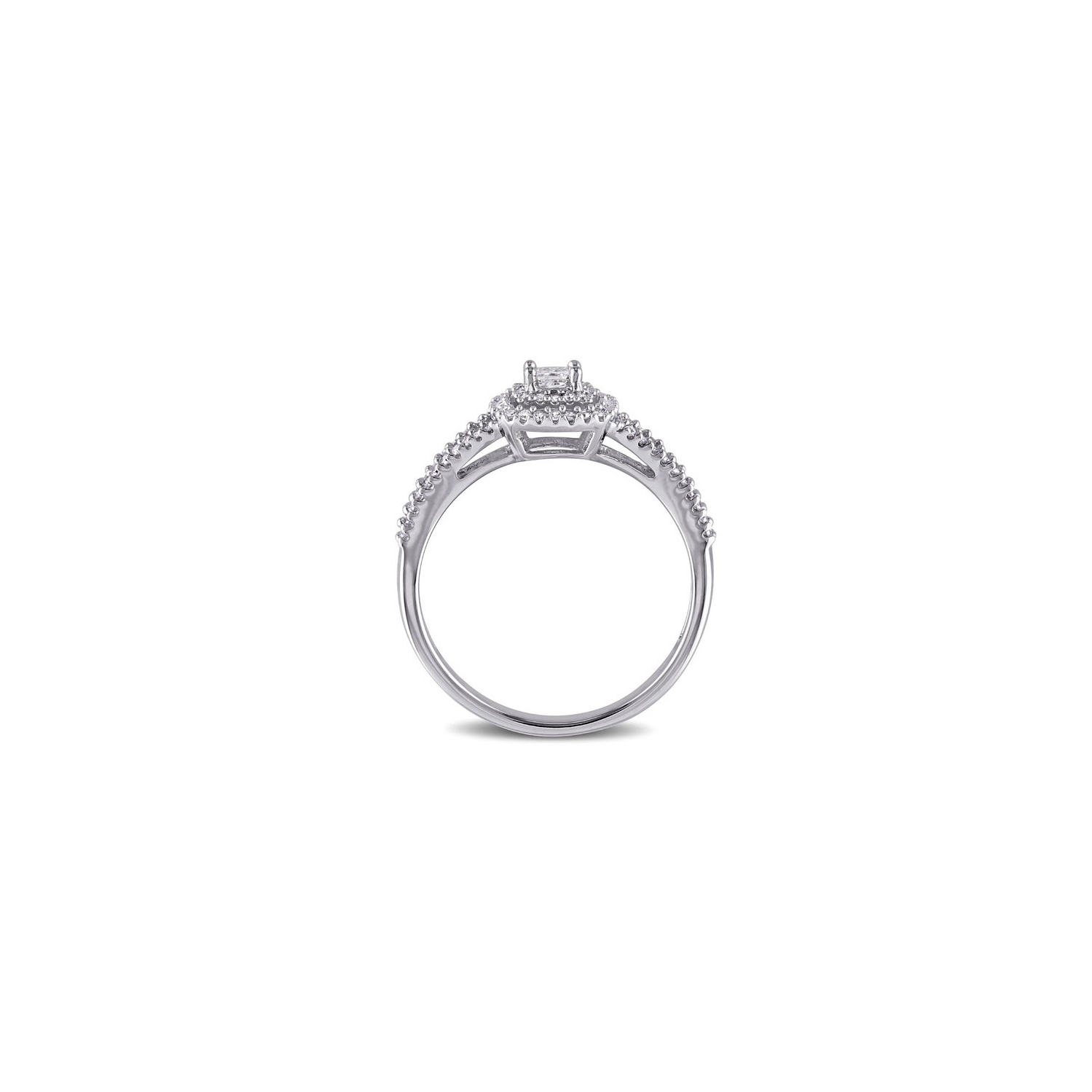 3/8 Carat Princess Diamond Halo Ring in Sterling Silver