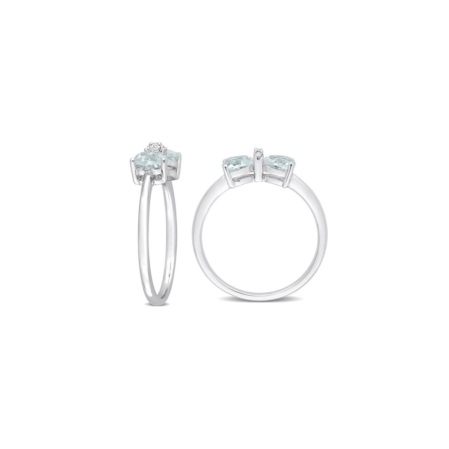 3/4 Carat Aquamarine Heart Bow Ring in 10K White Gold