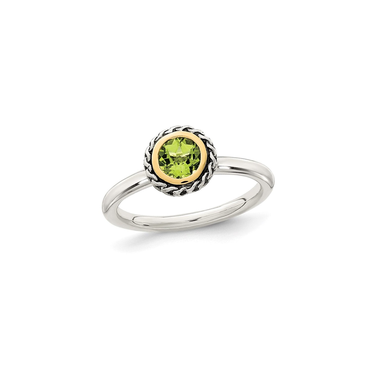 1/2 Carat Green Peridot Ring in Sterling Silver