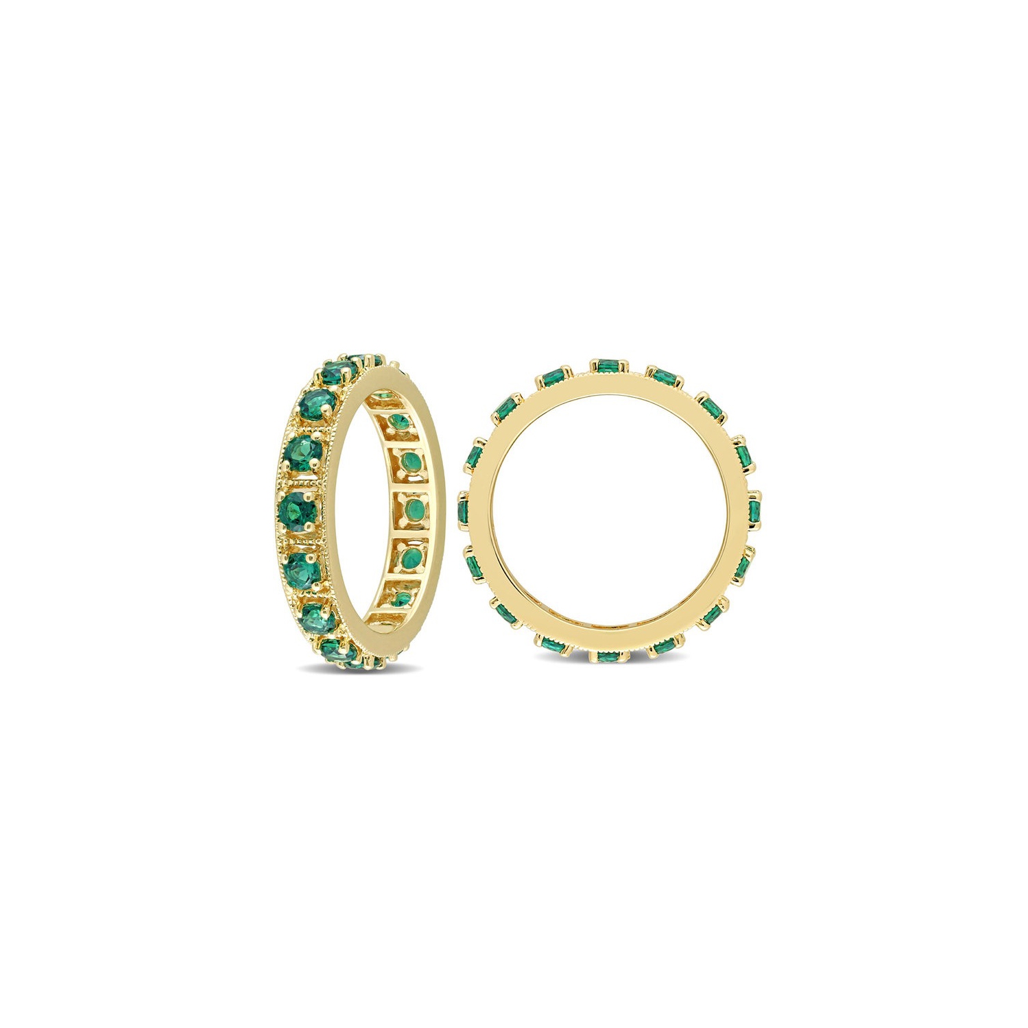 1.44 Carat Lab-Created Emerald Eternity Band Ring in Yellow Plated Sterling Silver