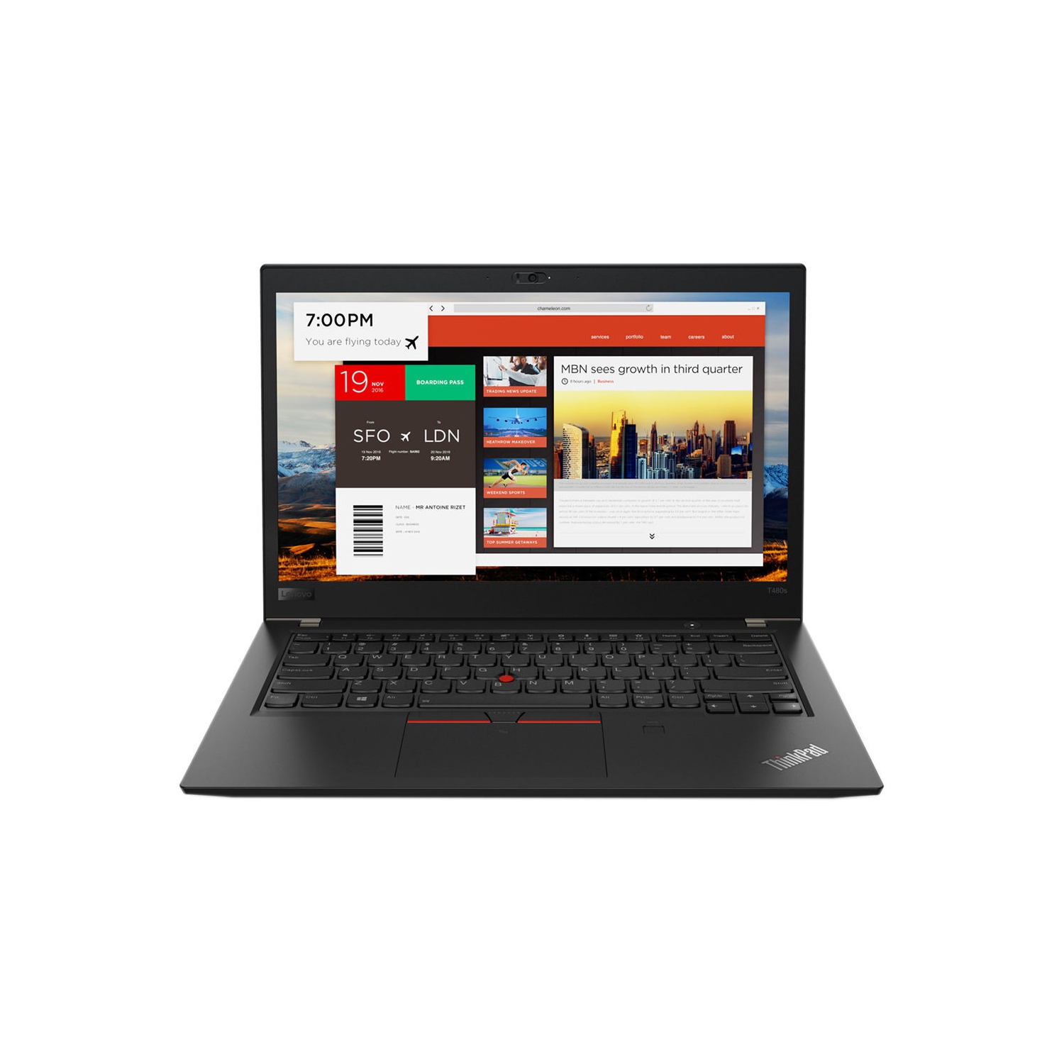 Refurbished (Good) - Lenovo ThinkPad T480s - 14" laptop - Intel Quad core i7-8650U, 16GB, 256GB NVMe SSD, Windows 10 Pro