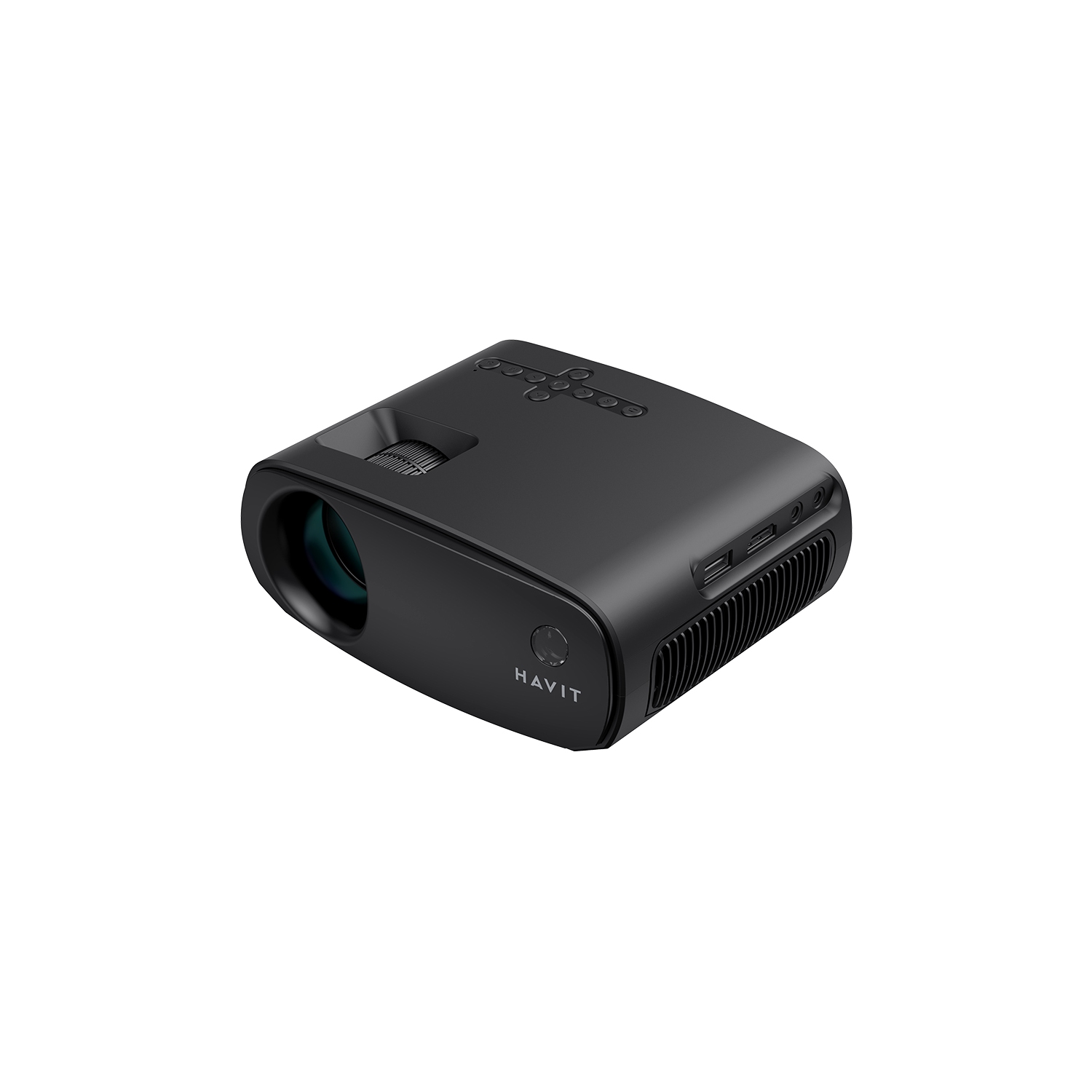 Havit Mini Projector, 1280x720P, Support 1080P, WiFi, Bluetooth, 110 ANSI Lumens, Build-in HiFi Stereo speaker_Black