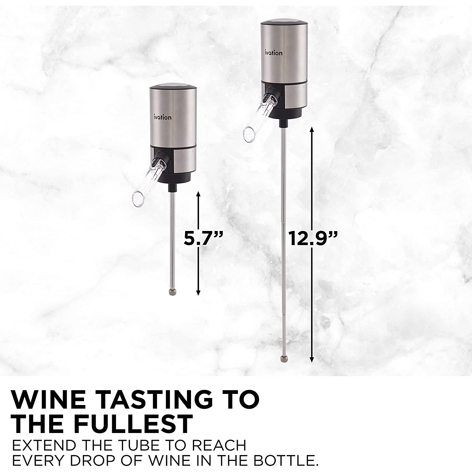 Ivation Wine Aerator and Dispenser Spout, Stainless Steel Electric Wine Pourer and Stopper