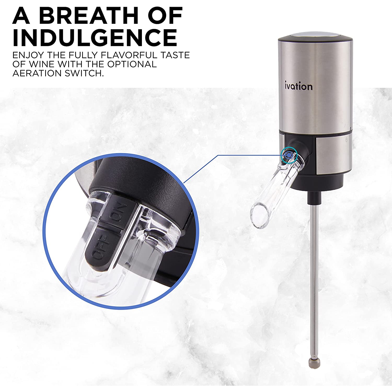 Ivation Wine Aerator and Dispenser Spout, Stainless Steel Electric Wine Pourer and Stopper