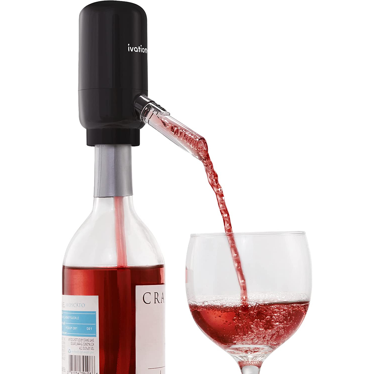 Ivation Wine Aerator and Dispenser Spout, Electric Wine Pourer & Stopper w/Automatic Button Dispenser