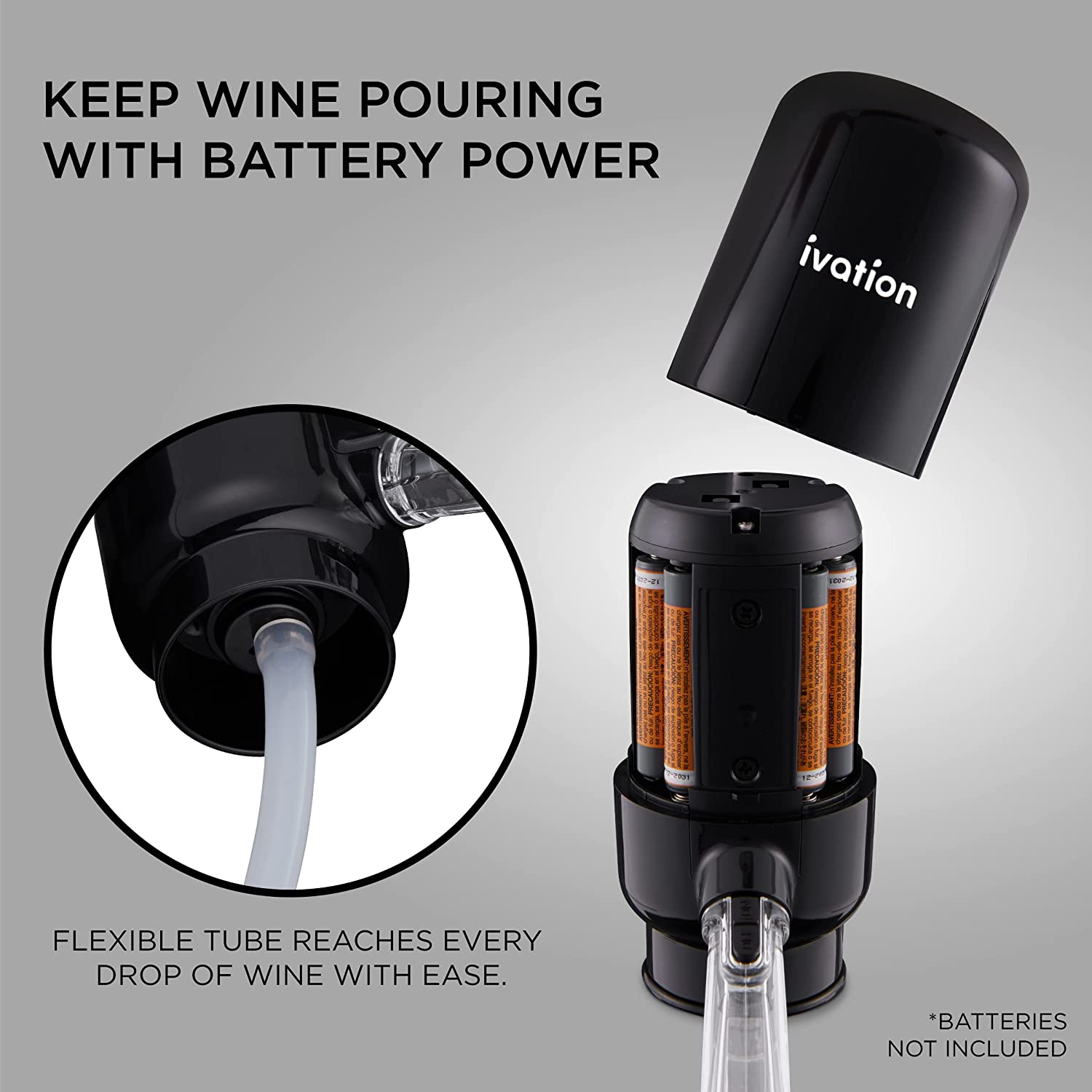 Ivation Wine Aerator and Dispenser Spout, Electric Wine Pourer & Stopper w/Automatic Button Dispenser