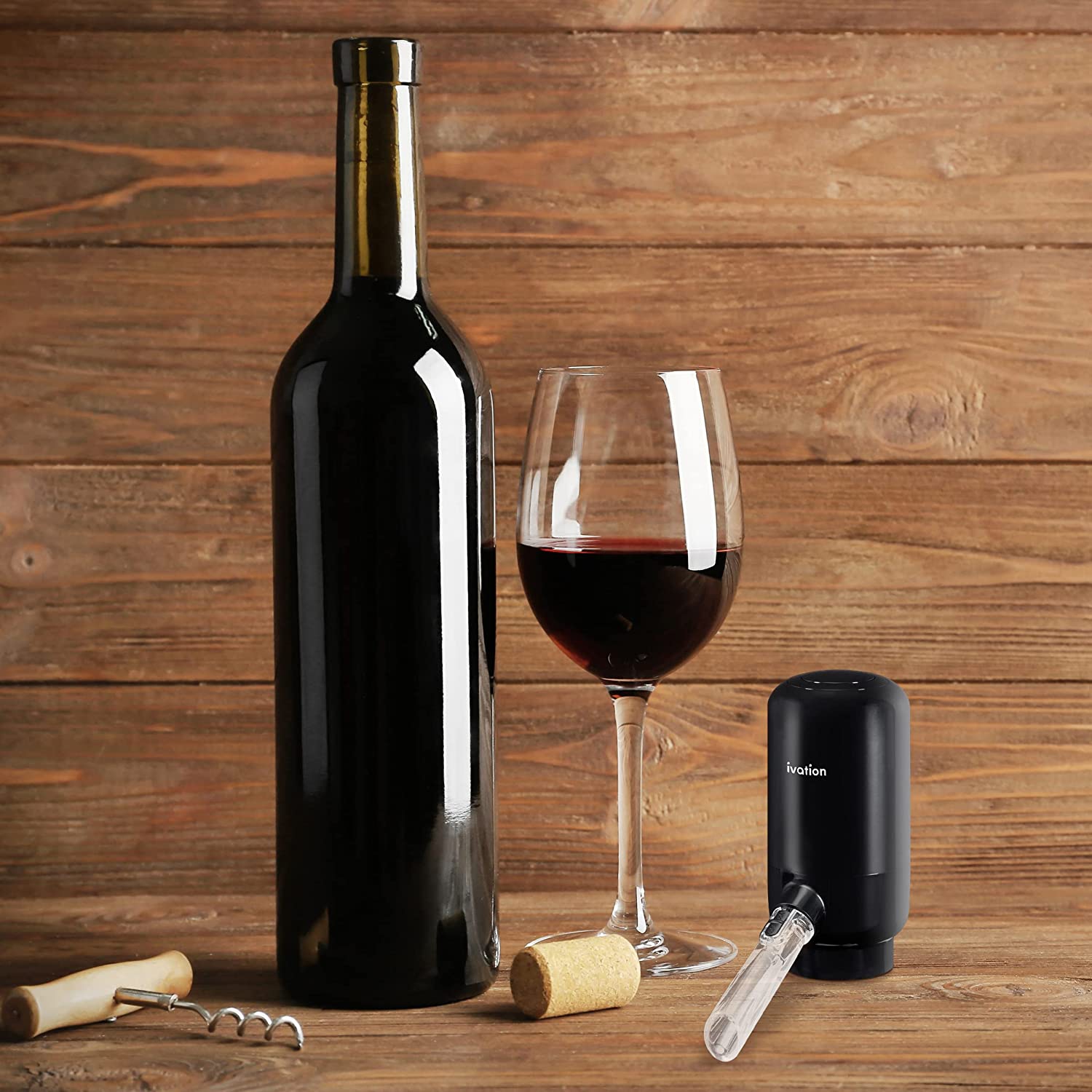 Ivation Wine Aerator and Dispenser Spout, Electric Wine Pourer & Stopper w/Automatic Button Dispenser