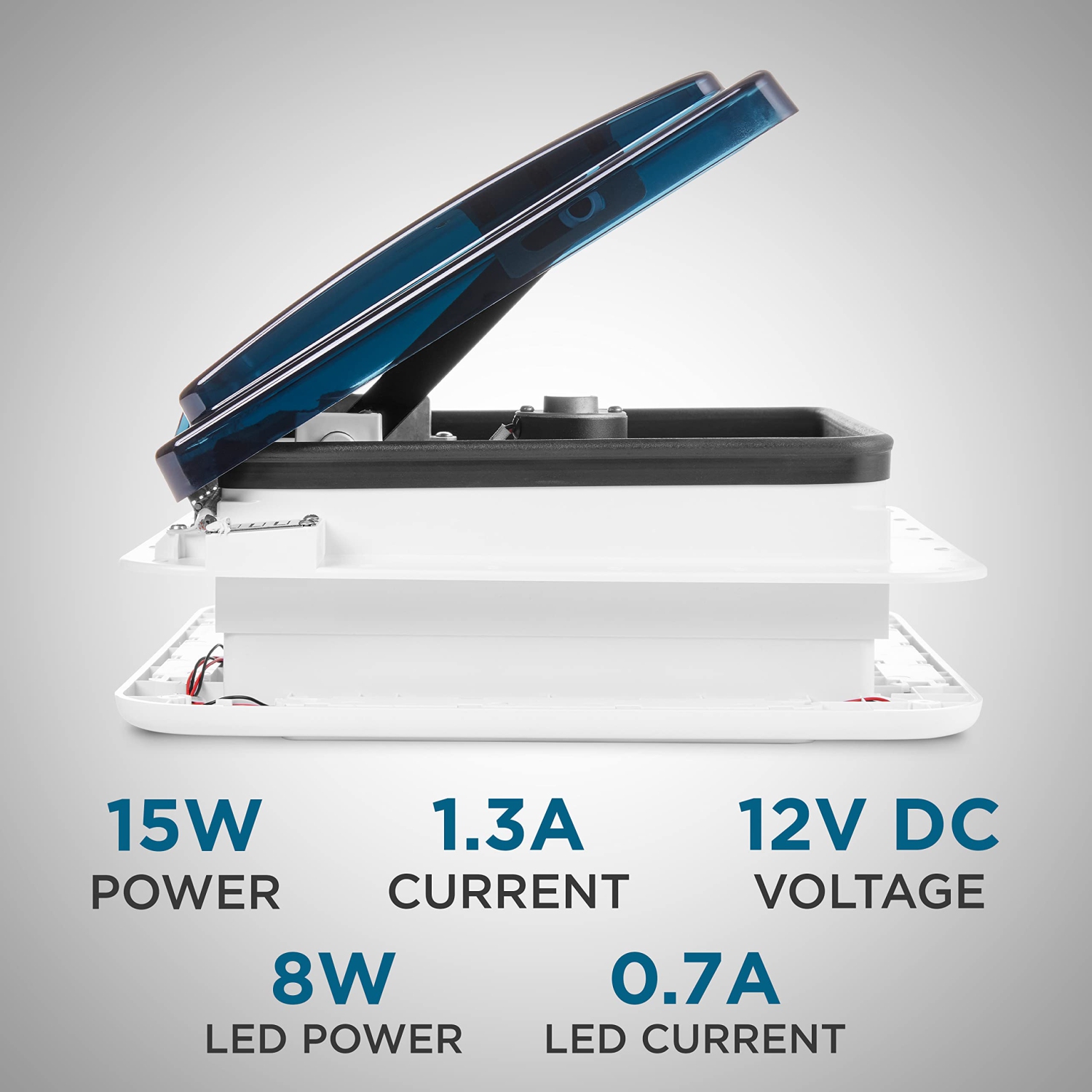 Hike Crew 11” RV Roof Vent Fan, 12V 10-Speed RV Vent Fan with LED Light and Remote, Smoked Lid