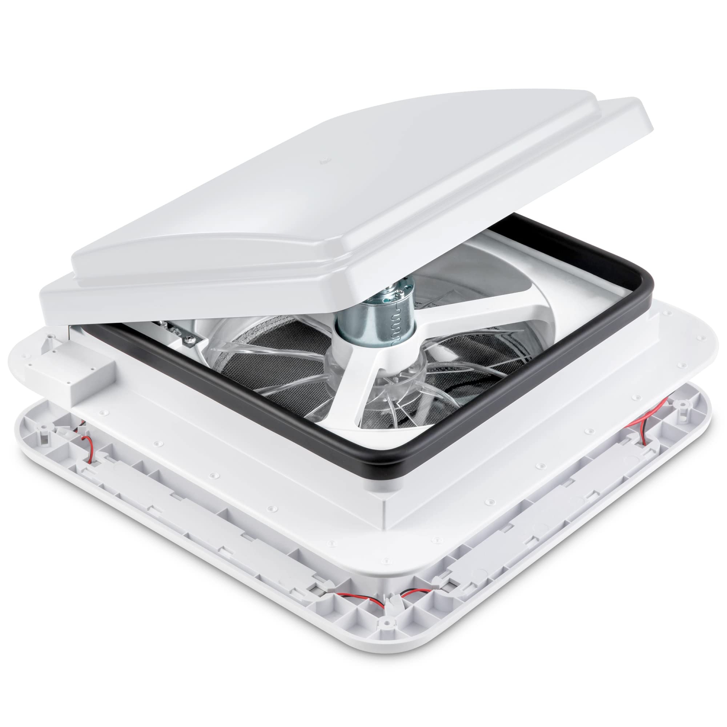 Hike Crew 11” RV Roof Vent Fan, 12V RV Vent Fan W/Light, 3 Speeds and Manual Crank Lift, White Lid