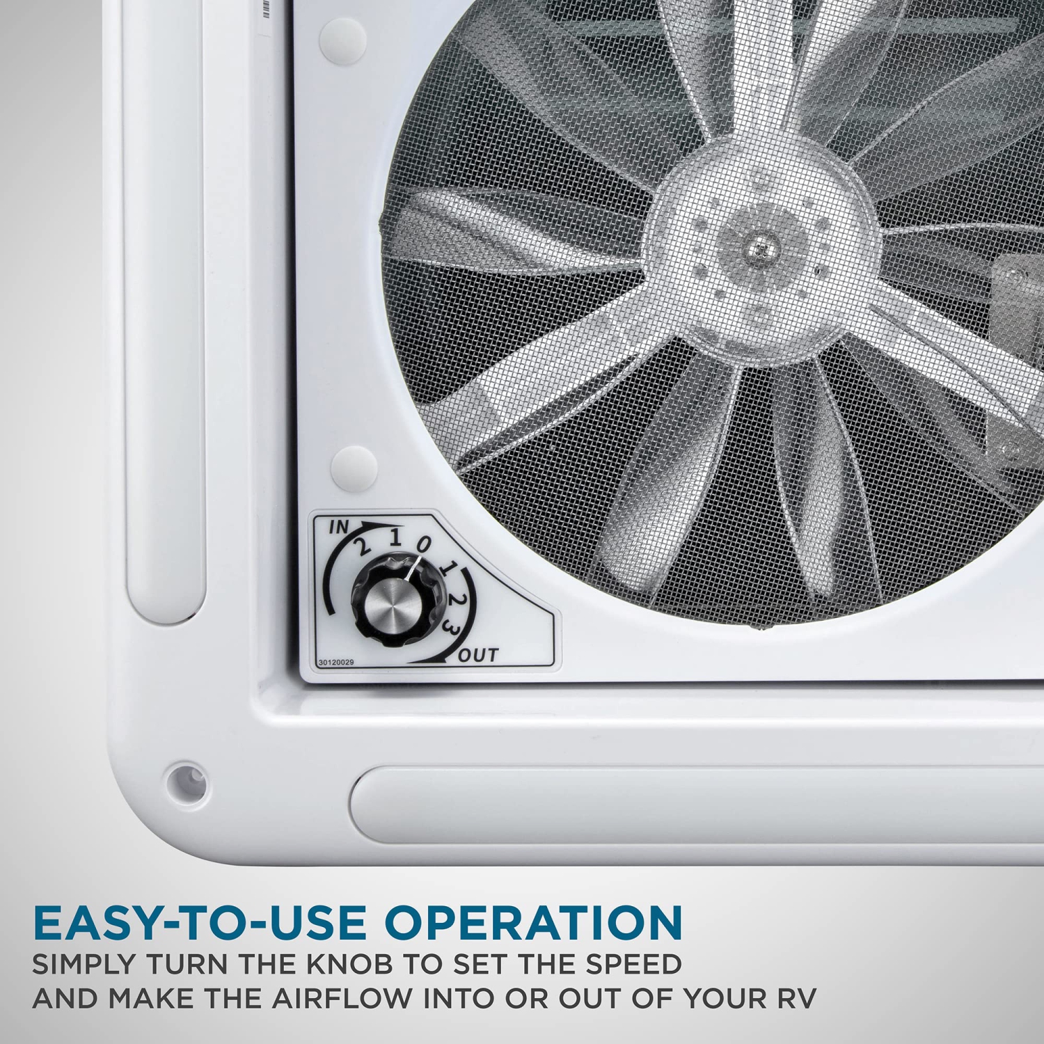 Hike Crew 11” RV Roof Vent Fan, 12V RV Vent Fan W/Light, 3 Speeds and Manual Crank Lift, White Lid