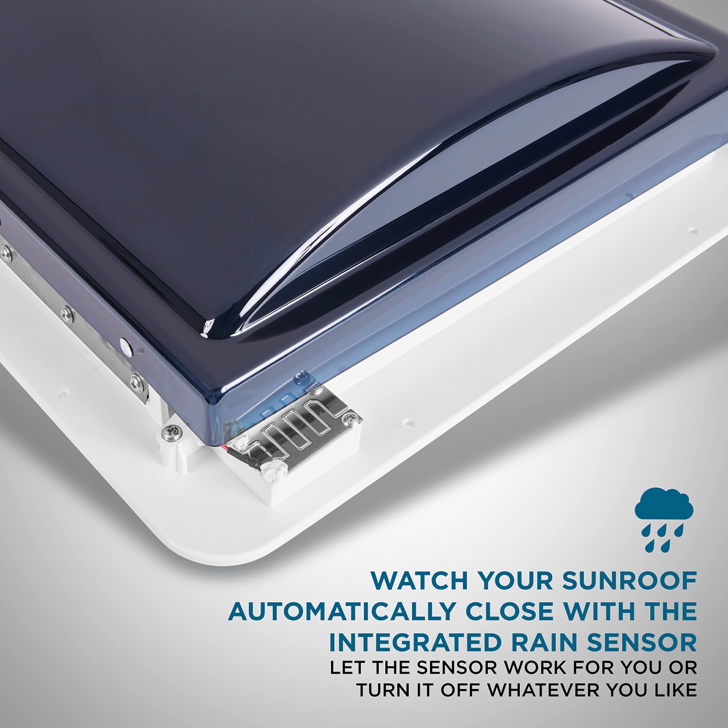 Hike Crew 14” RV Roof Vent Fan, 12V, 10-Speed RV Vent Fan with Remote and Rain Sensor, Smoked Lid