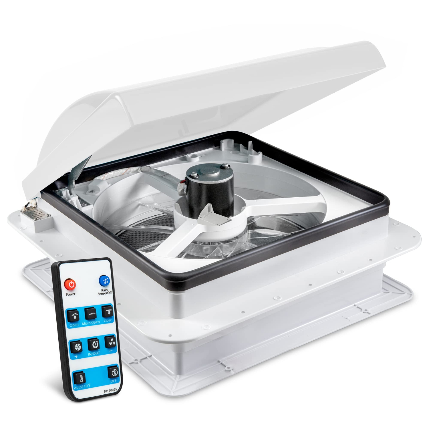 Hike Crew 14” RV Roof Vent Fan with Remote, 12V, 6-Speed Intake and Exhaust RV Vent Fan, White Lid