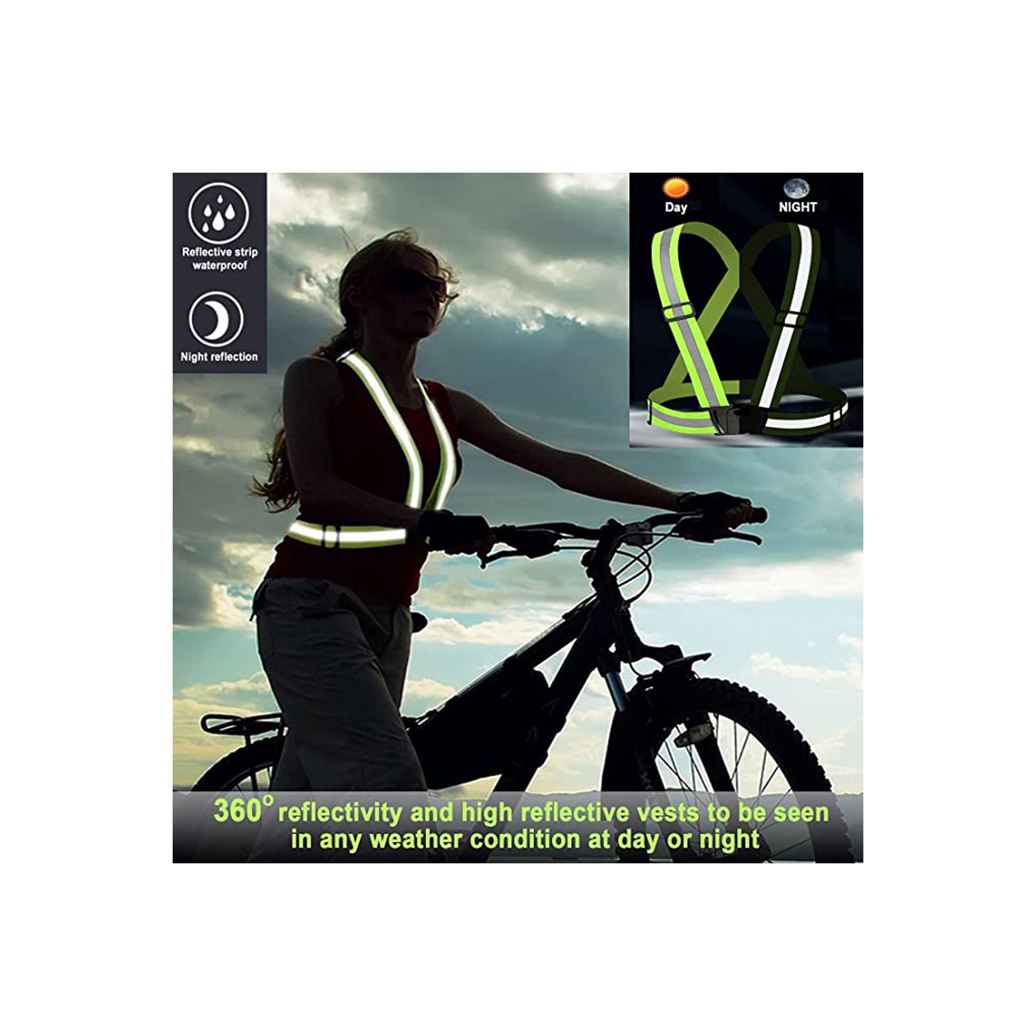 axGear Reflective Vest Adjustable Safety Running High Visibility Belt Cycling Hiking