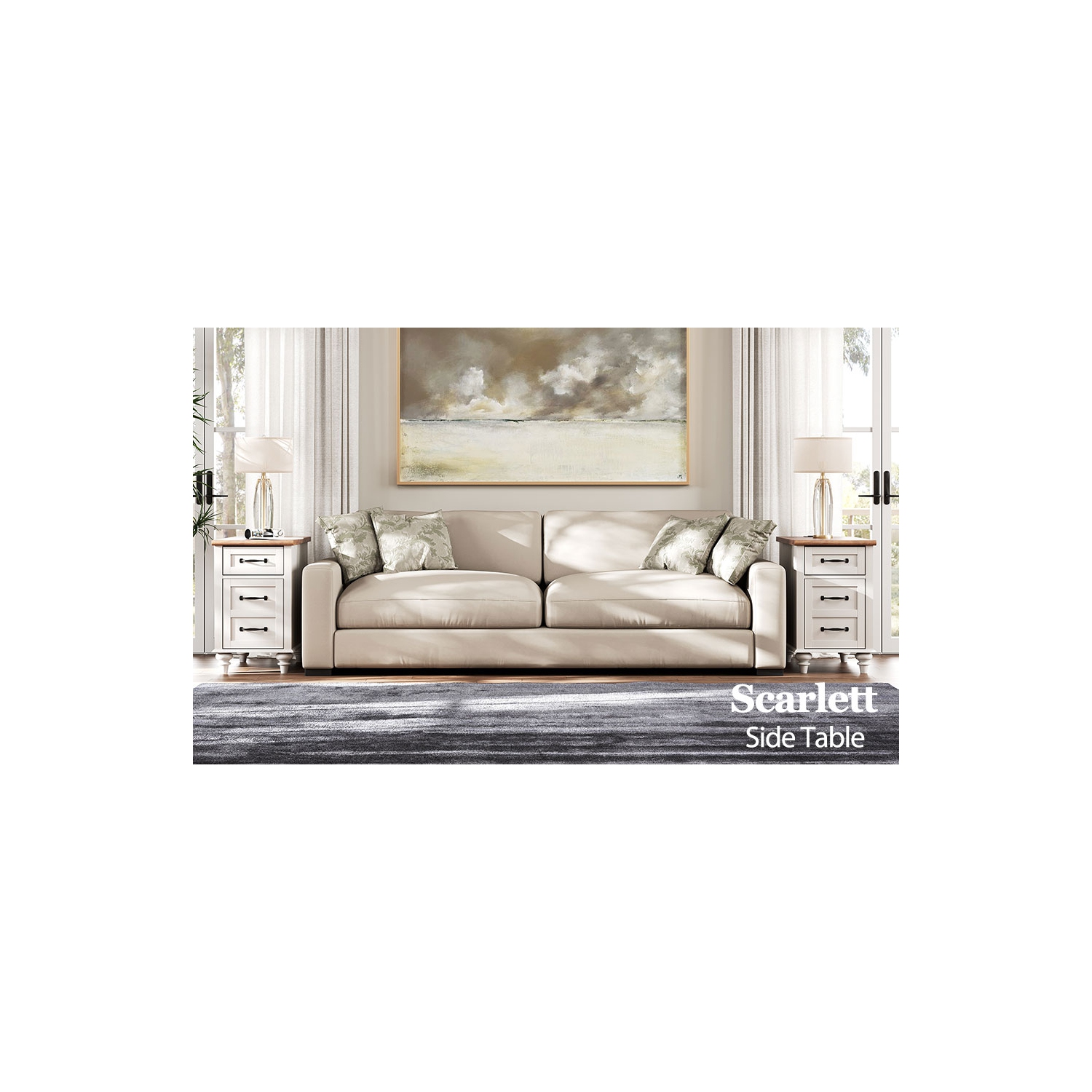 WAMPAT End Table with Charging Station，Side Table with Storage，2 Power outlets & 2 USB Ports for Living Room，Nightstand with one Drawer and one