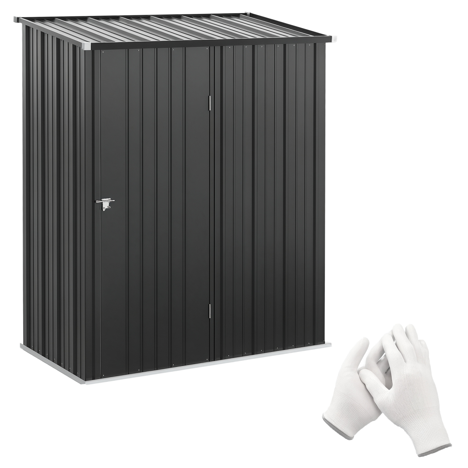 Outsunny 5' x 3' Outdoor Storage Shed, Steel Garden Shed with Single Lockable Door and Gloves, Tool Storage House for Backyard, Patio, Lawn, Black