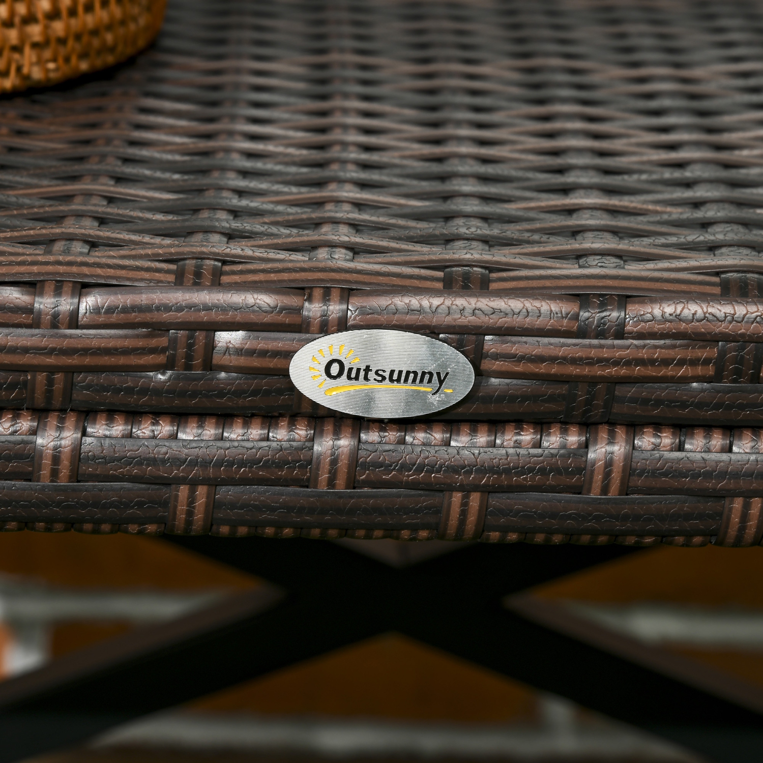 Outsunny Table d'appoint en rotin PE pour terrasse, jardin, balcon, marron mélangé