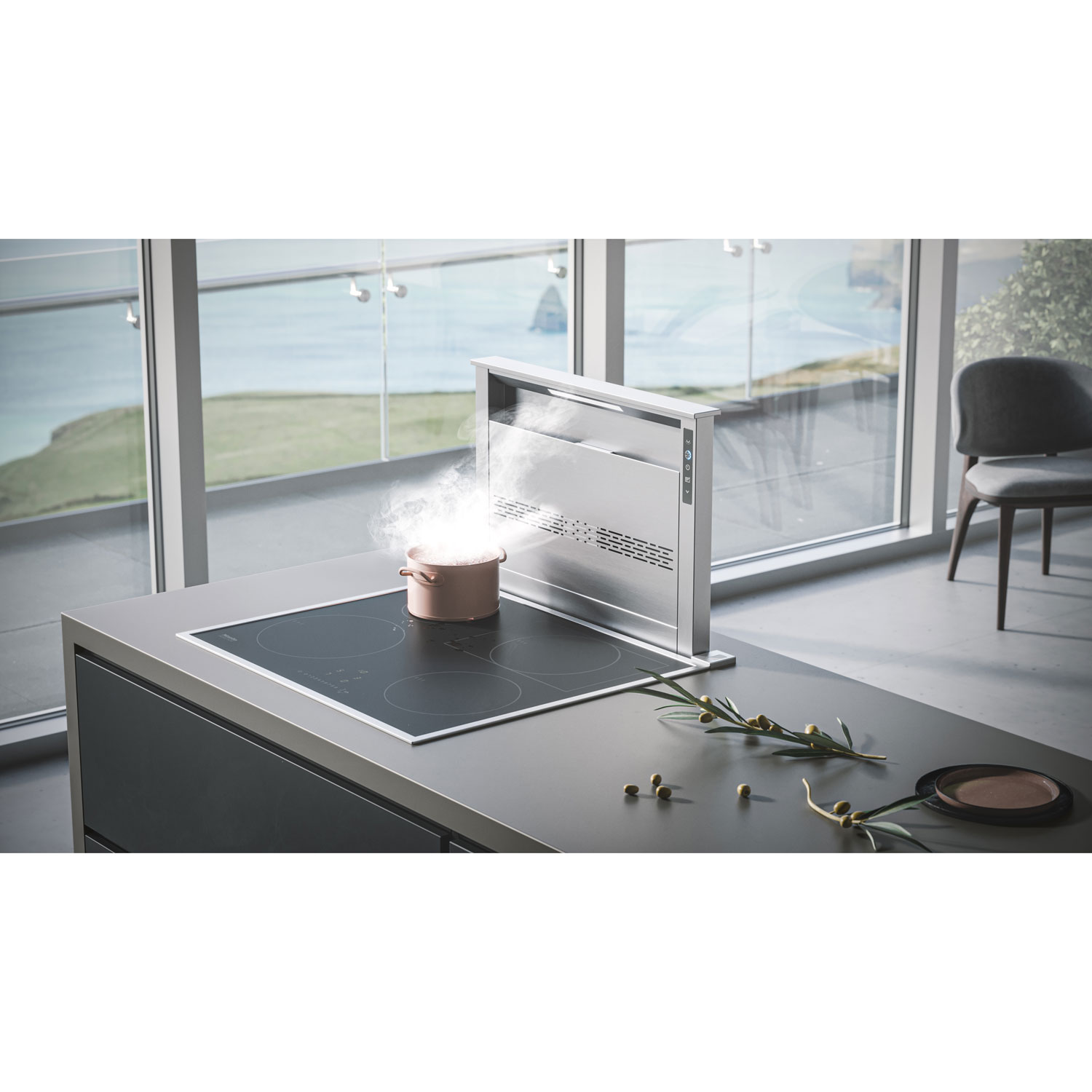 Best 48" Island Mount Downdraft Range Hood - Stainless Steel